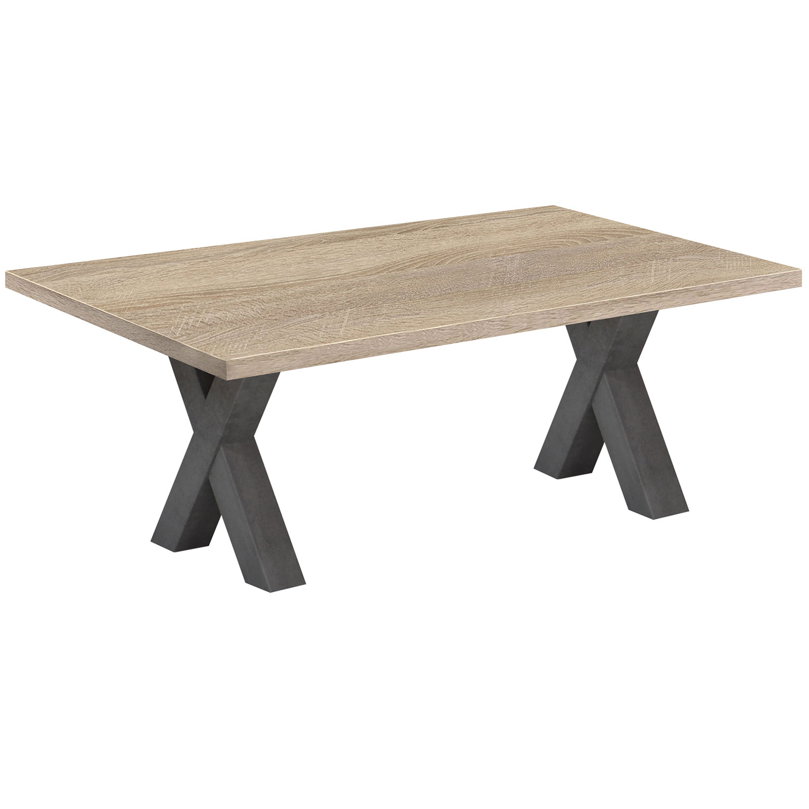 Couchtisch - Graphit - Eiche Sägerau - X-Gestell - 120x70 cm