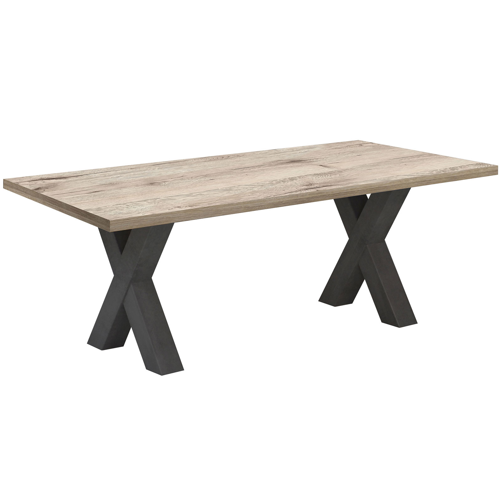 Couchtisch - Graphit-Sandeiche - X-Gestell - 120x70 cm