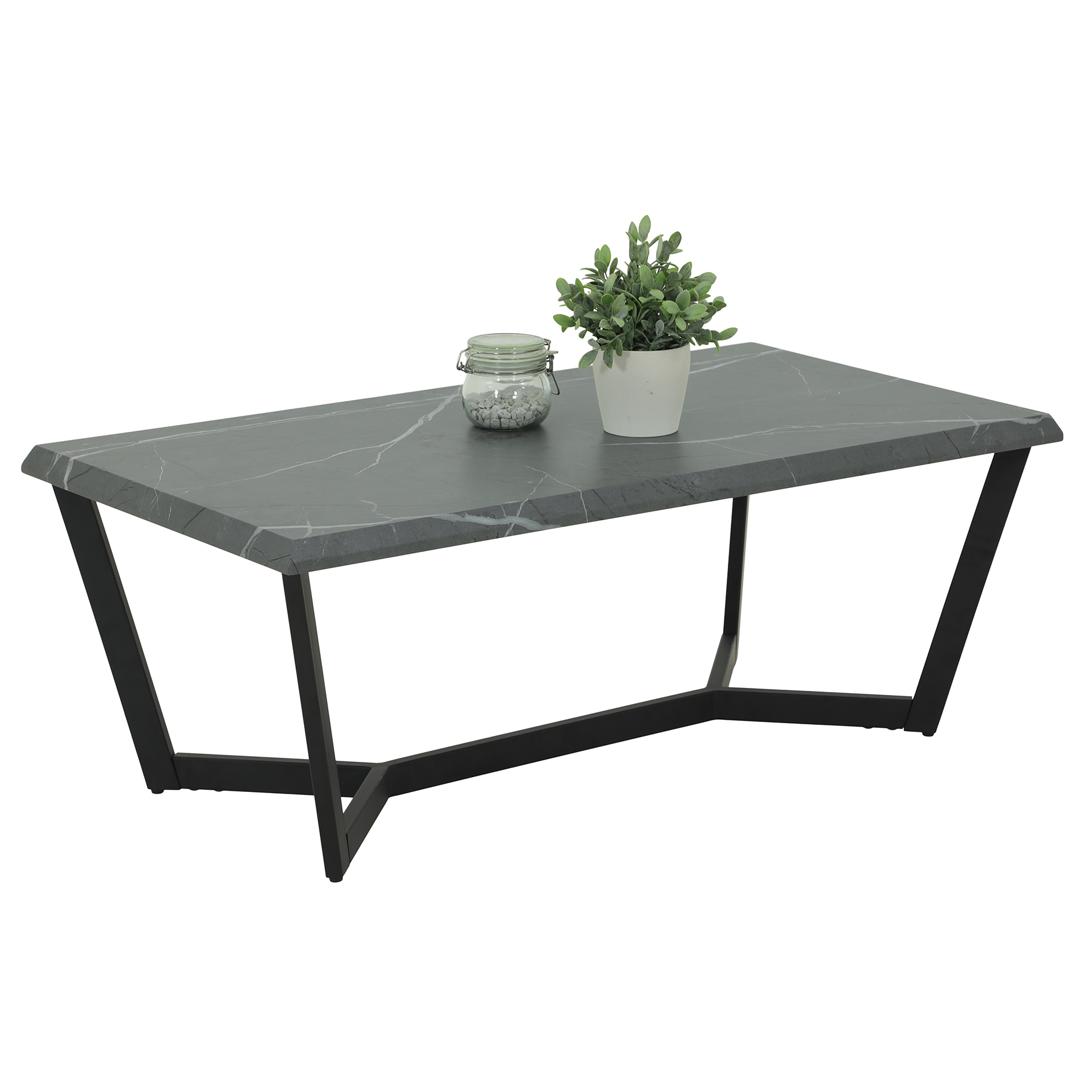Couchtisch - grau-schwarz matt - Marmoroptik - 110 cm