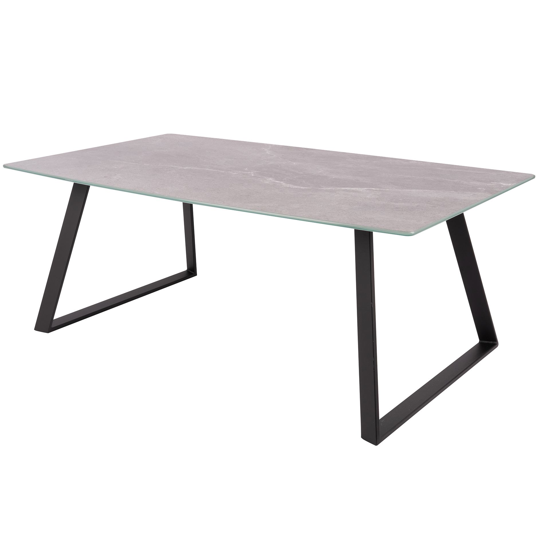Couchtisch - hellgrau-schwarz - Keramik-Optik - 105x40 cm
