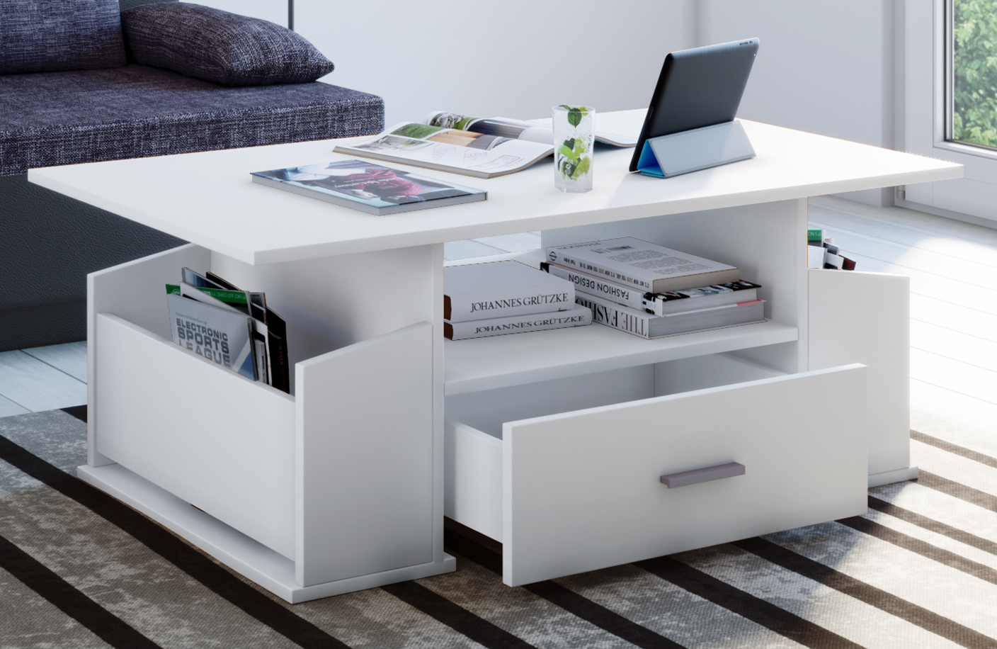 Couchtisch JUNATA - weiß - 110 cm breit