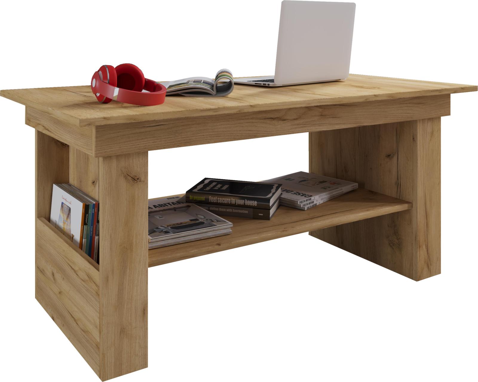 Couchtisch KOBILA - Honig-Eiche - 2 Fächer - 115 cm