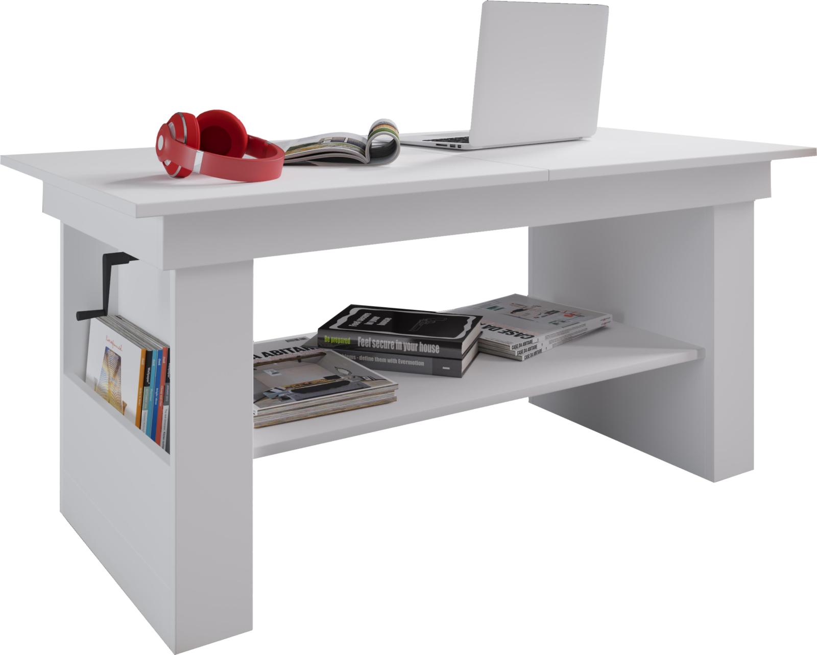 Couchtisch KOBILA - weiß - höhenverstellbar - 115 cm