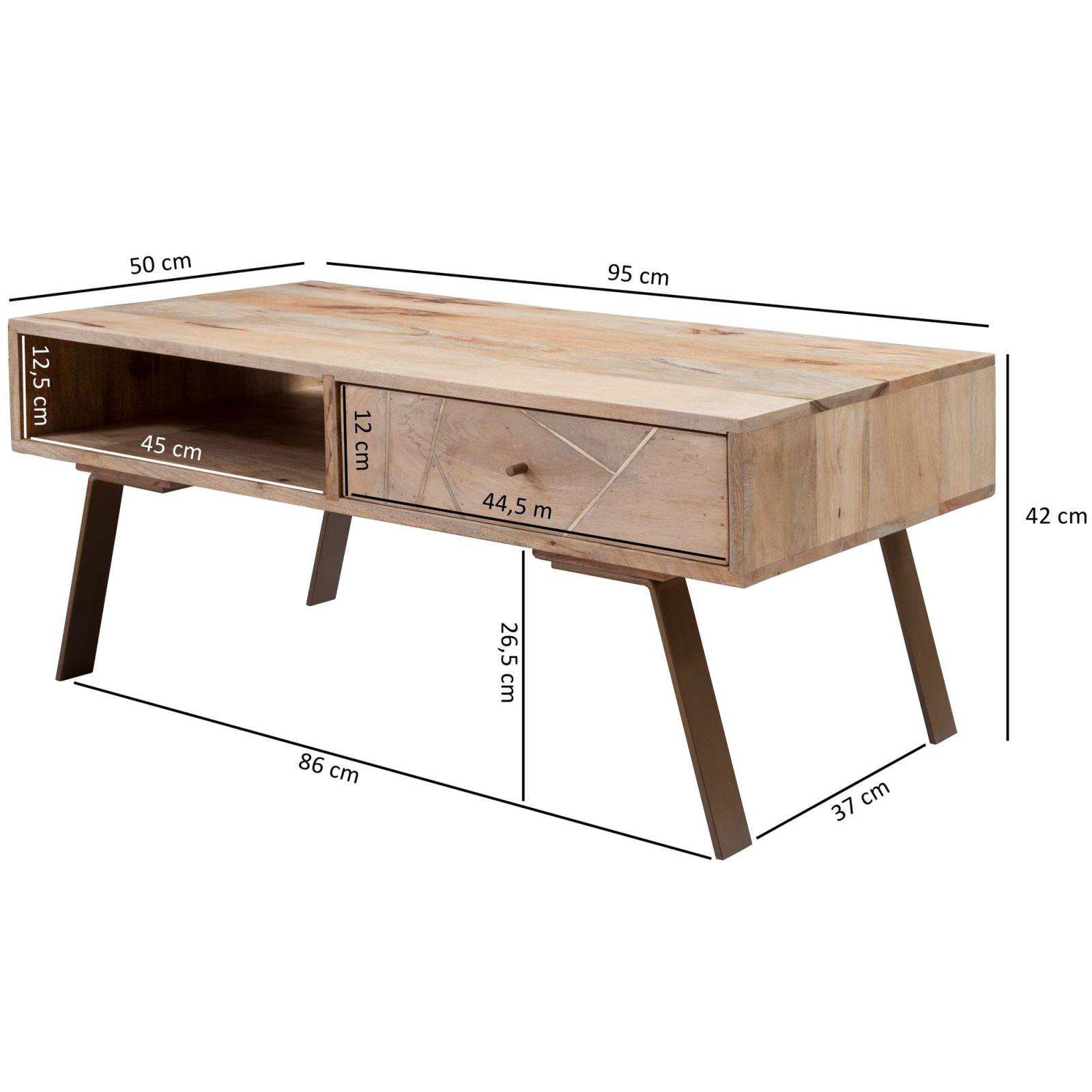 Couchtisch - Mango massiv - 95 cm