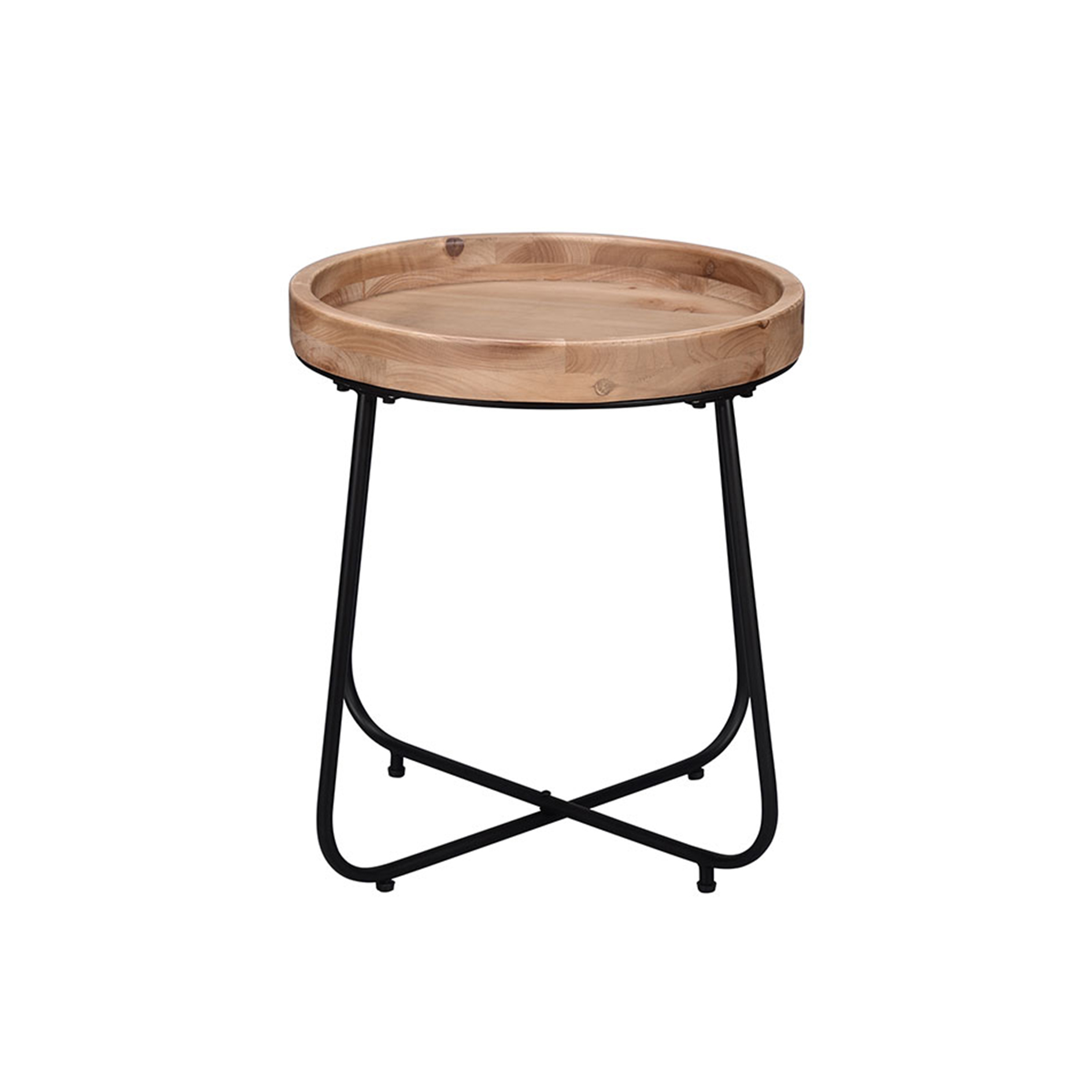 Couchtisch - natur-schwarz - Eukalyptus massiv - Ø 48 cm