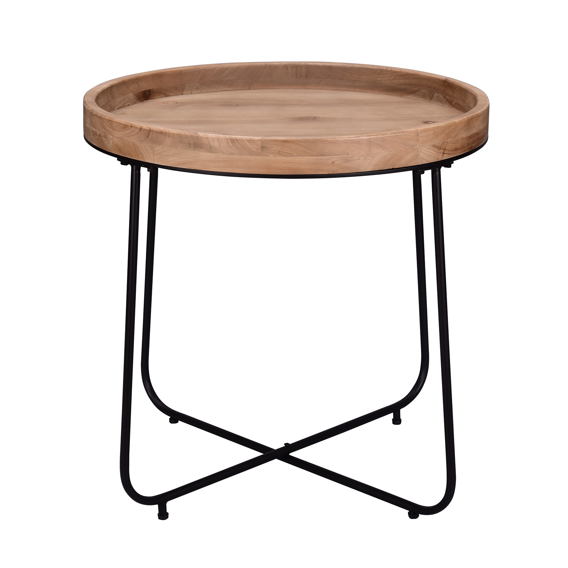 Couchtisch - natur-schwarz - Eukalyptus massiv - Ø 67 cm