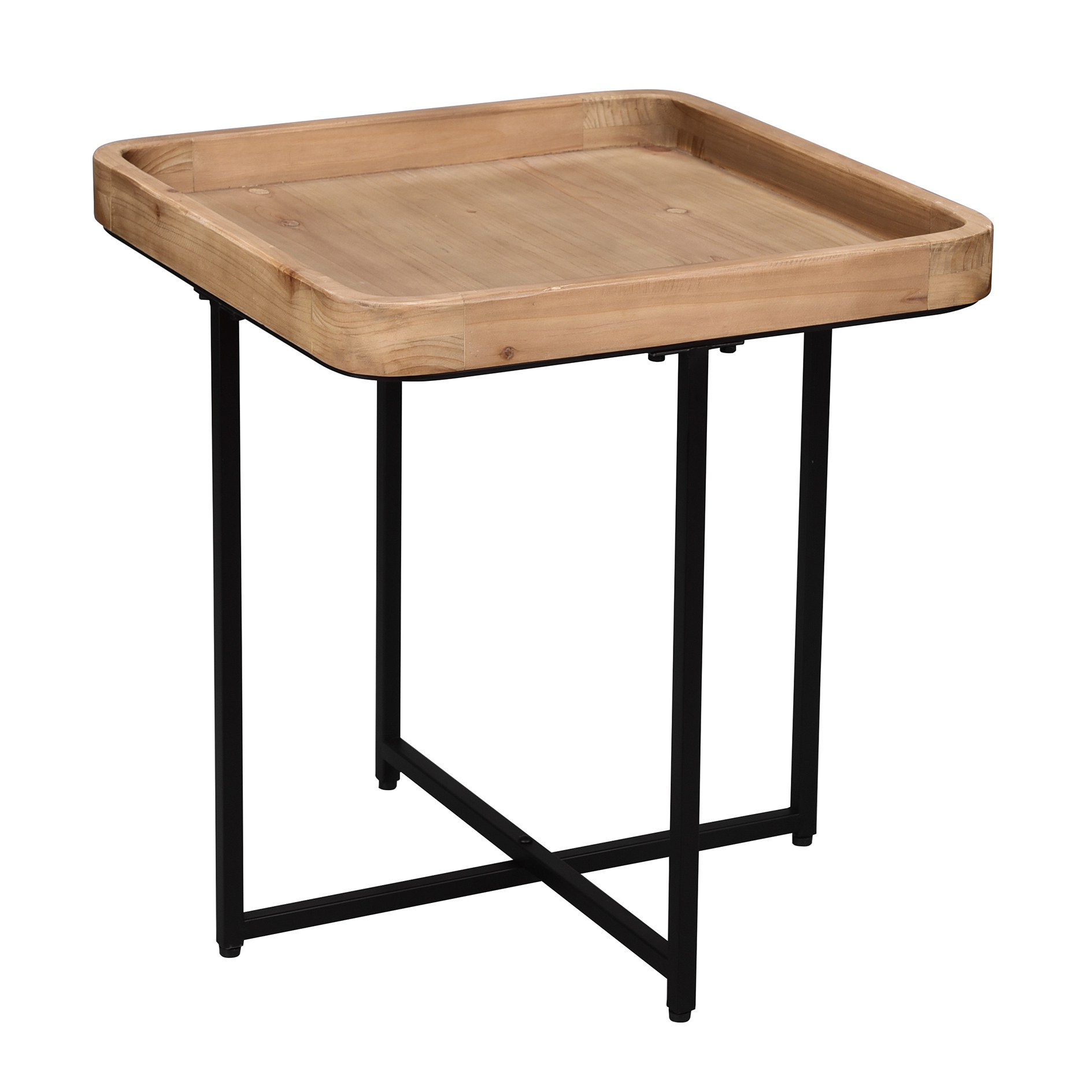 Couchtisch - natur-schwarz - Eukalyptus massiv - 50 cm
