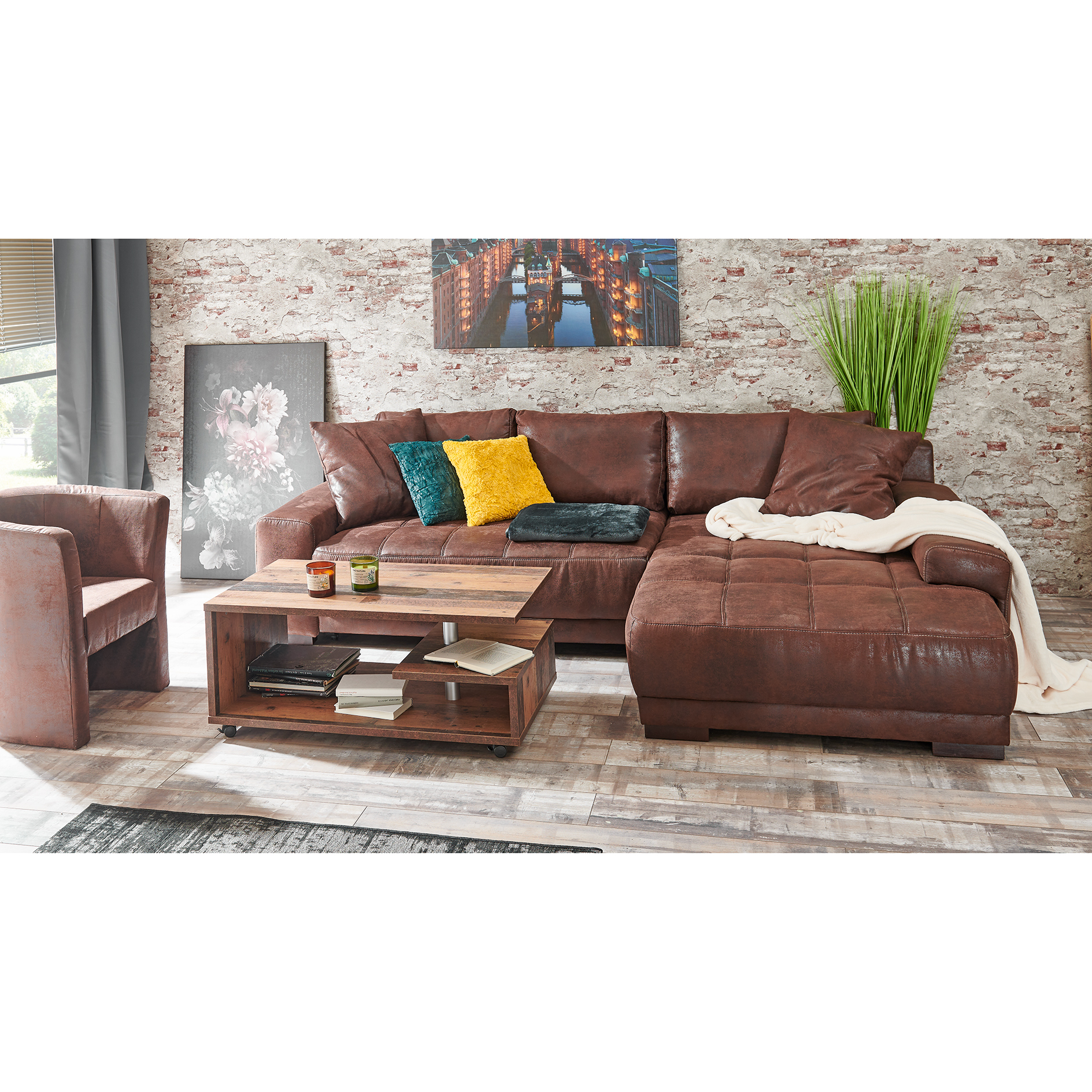 Couchtisch - Old Wood Vintage - rollbar
