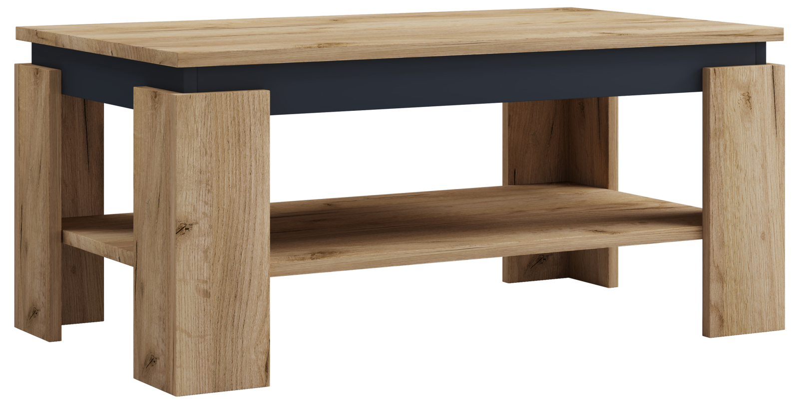 Couchtisch ROLAS - Honig Eiche - schwarz - 90 cm