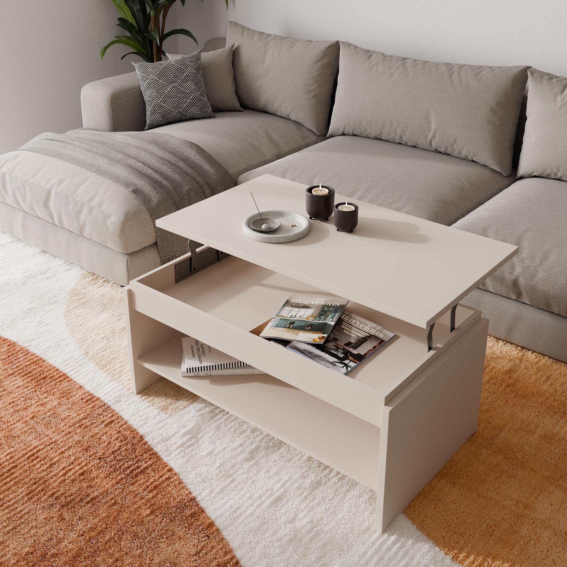 Couchtisch - sand - hochklappbar