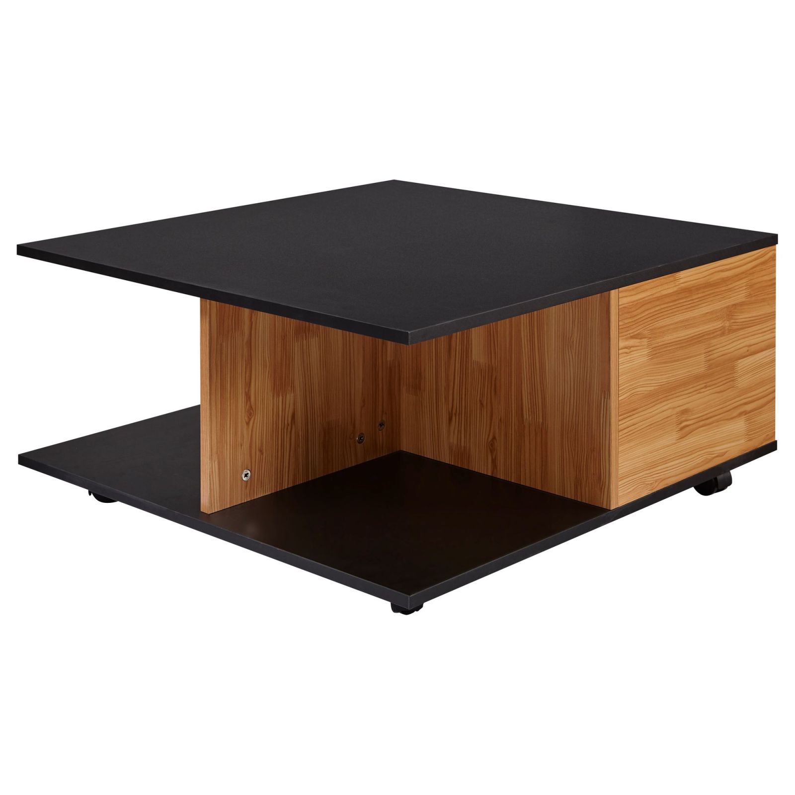Couchtisch - Sandeiche-schwarz - auf Rollen - 70 cm