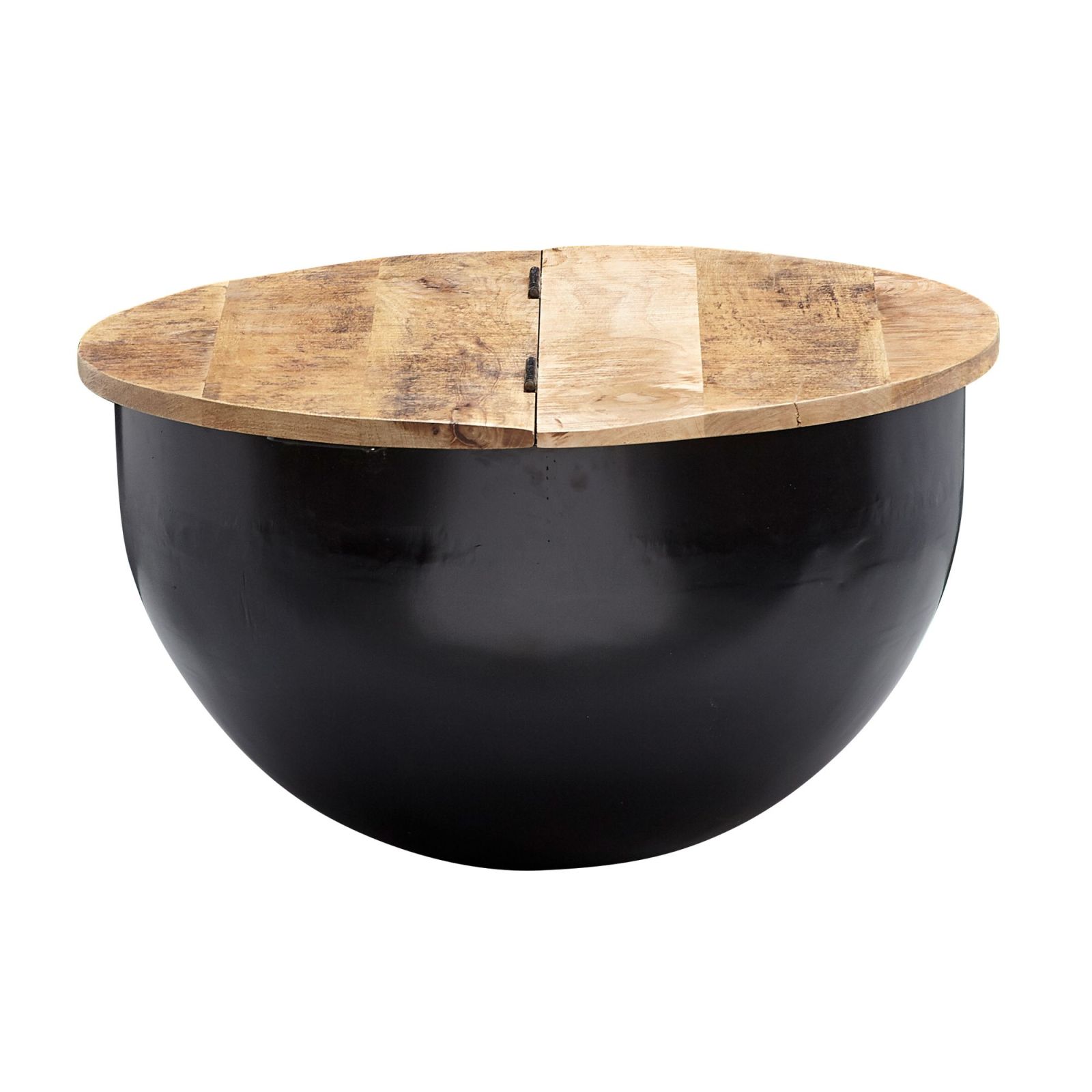 Couchtisch - schwarz-holzfarben - Mango massiv - Ø 60 cm
