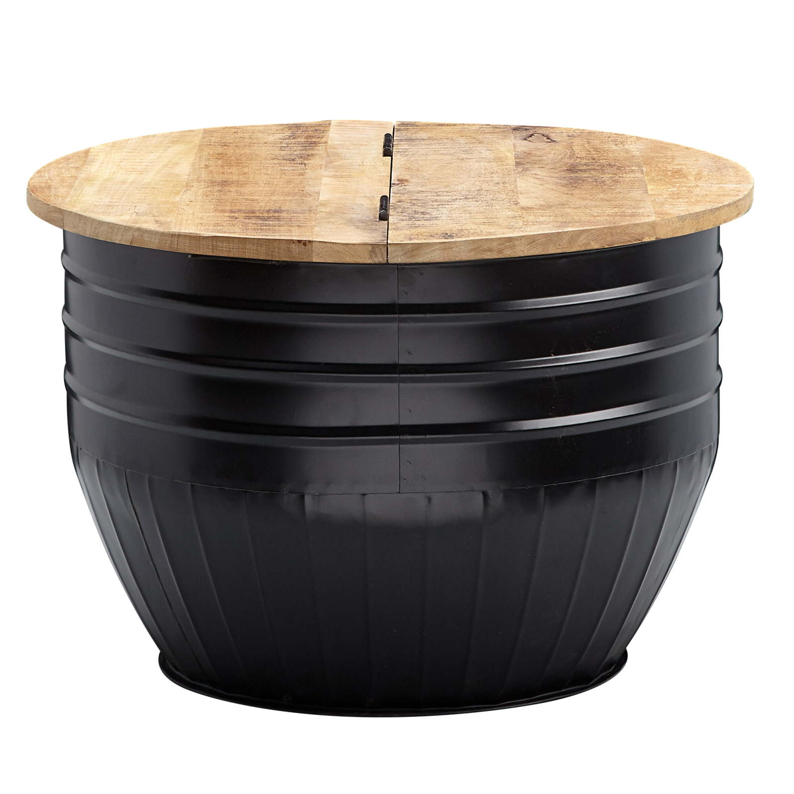 Couchtisch - schwarz-holzfarben - Mango massiv - Ø 60 cm