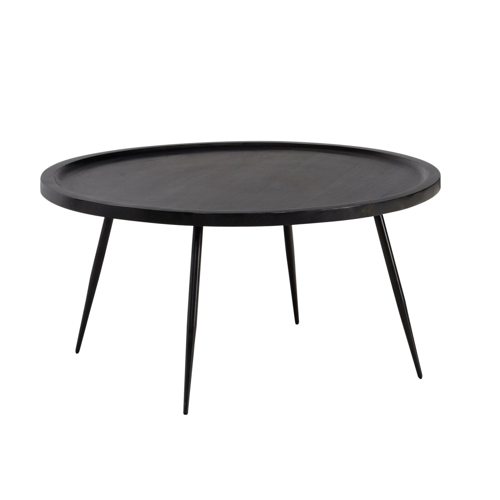 Couchtisch - schwarz - Mango massiv - Ø 75 cm