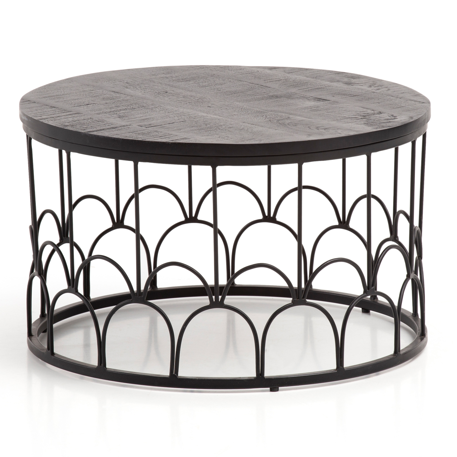 Couchtisch - schwarz - Massivholz - Eisen - 60 cm