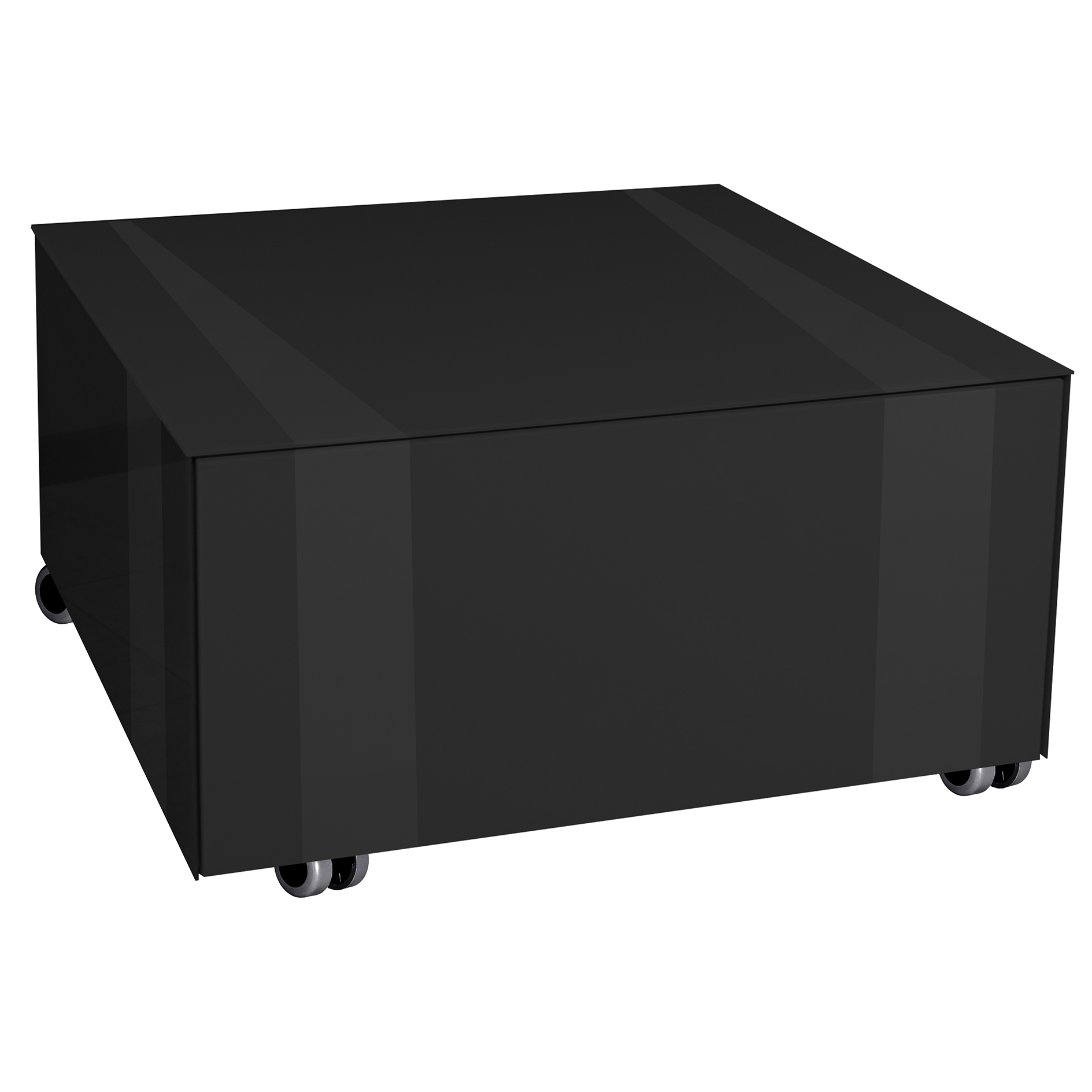 Couchtisch - schwarz matt - mit Glas - mit Schubkasten