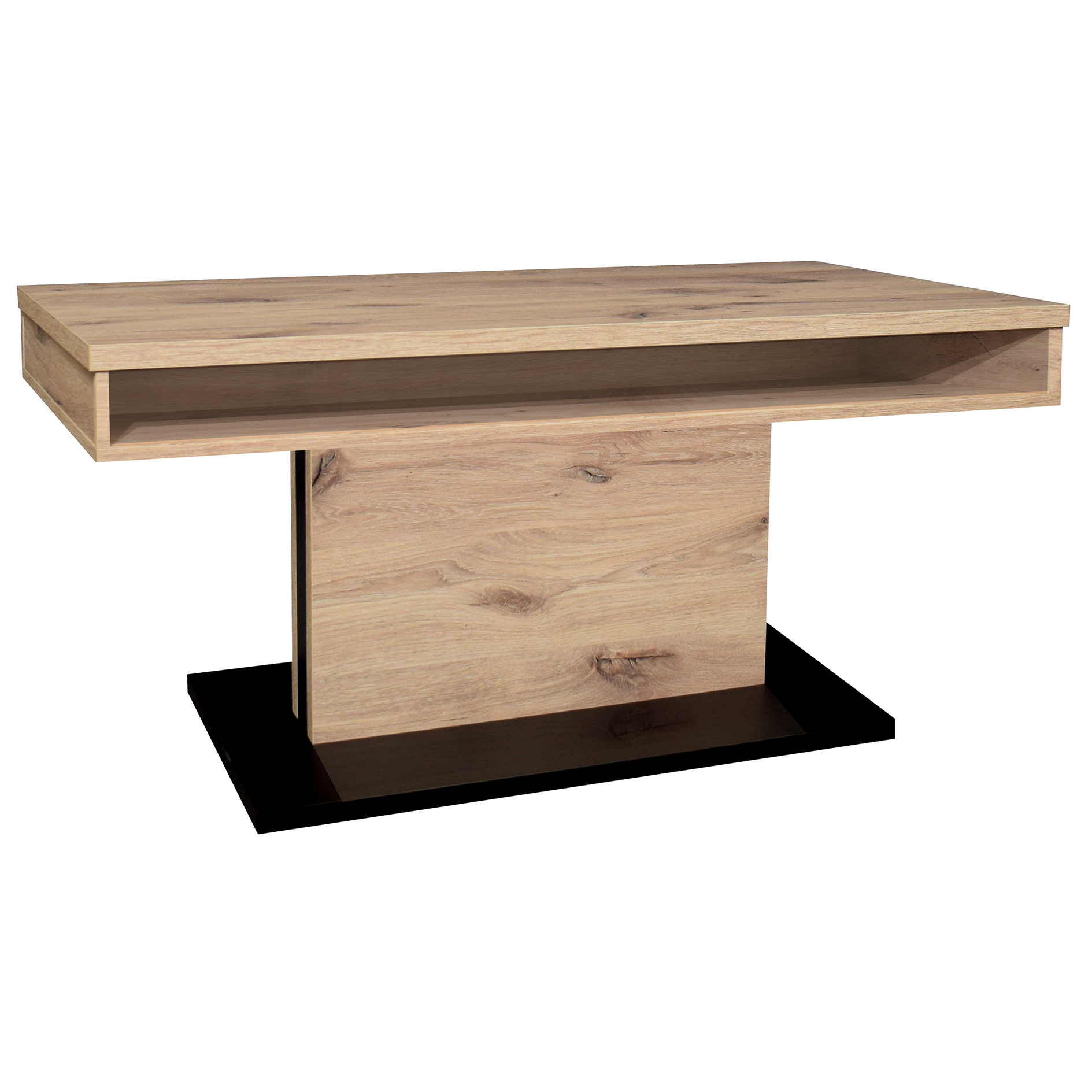Couchtisch - schwarz matt - Viking Oak - 2 Fächer