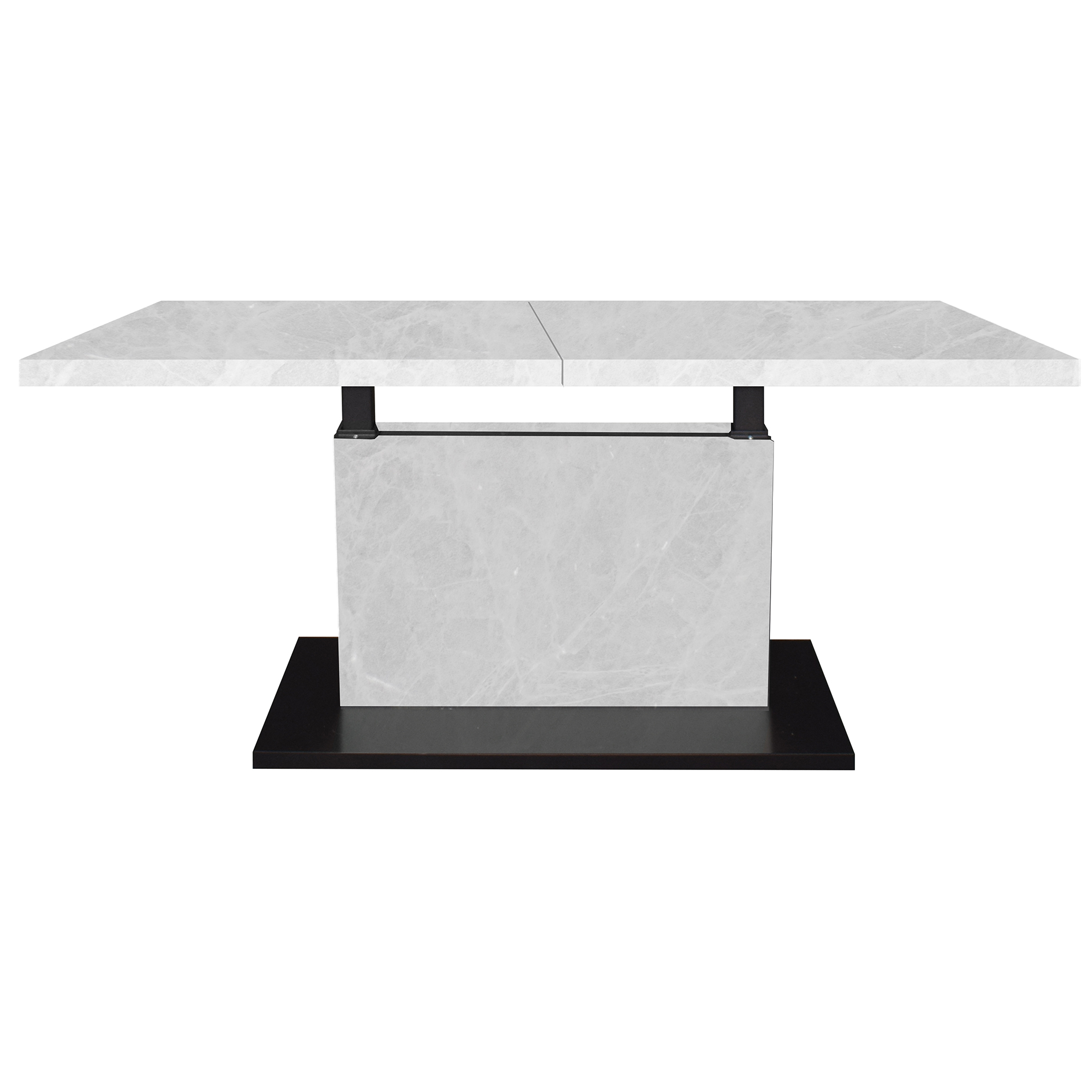 Couchtisch - schwarz matt - weiß - Keramik-Optik - höhenverstellbar