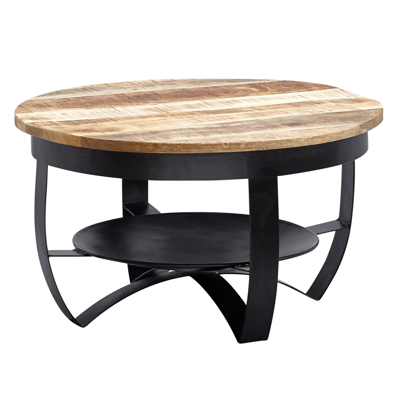 Couchtisch - schwarz-natur - Mango massiv - Ø 60 cm