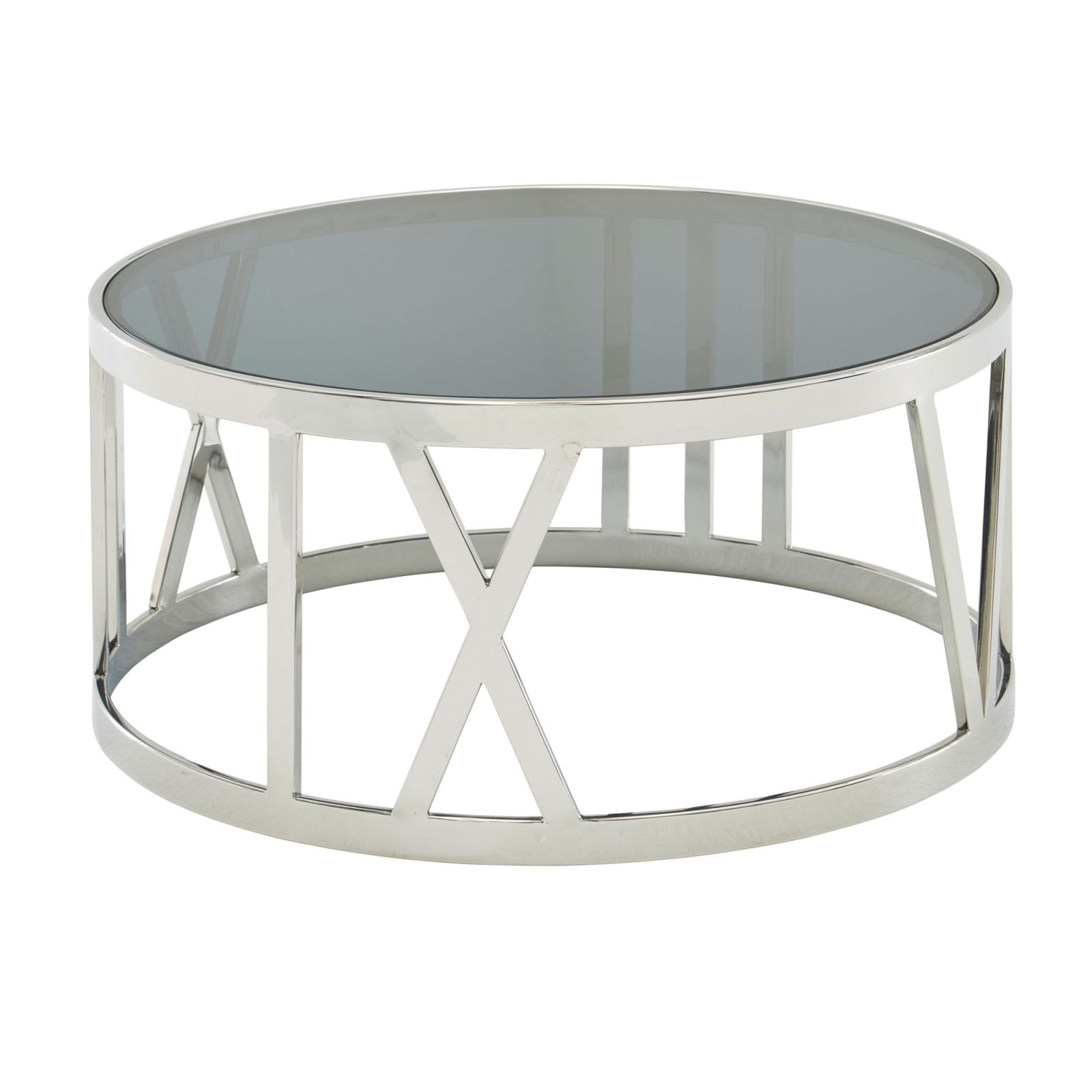 Couchtisch - schwarz-silberfarben - Glasplatte - 60 cm
