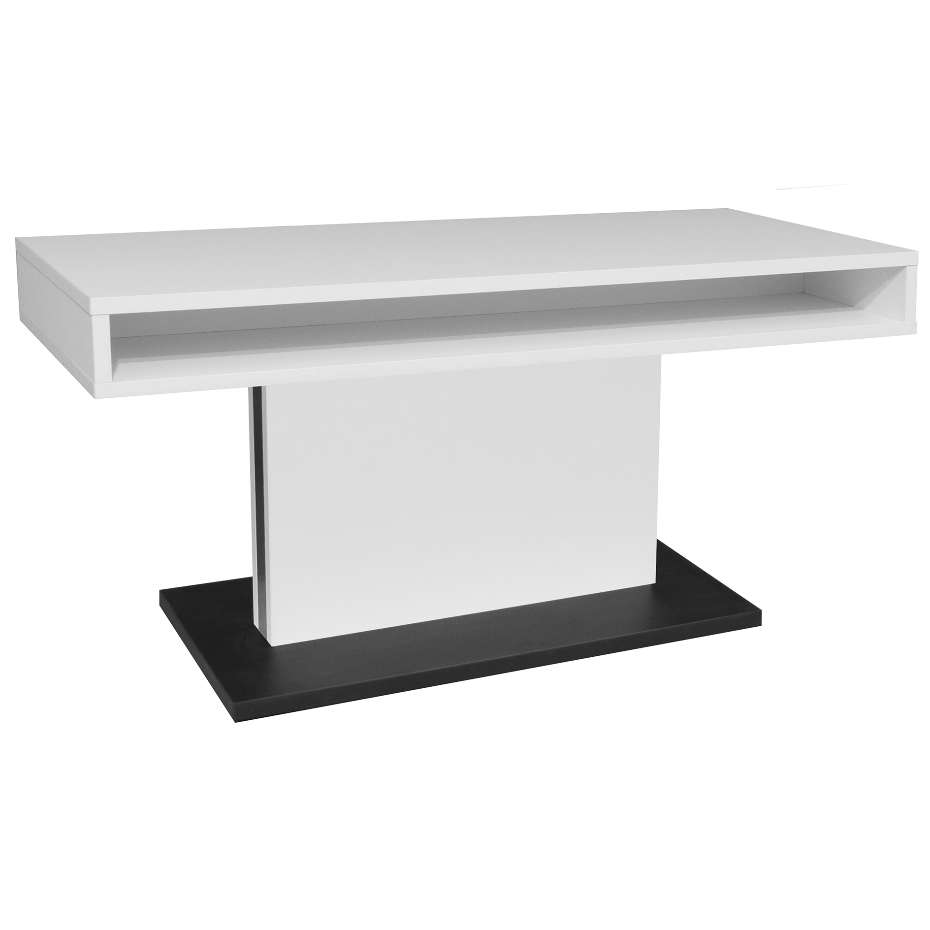 Couchtisch - schwarz - weiß - matt - 2 Fächer