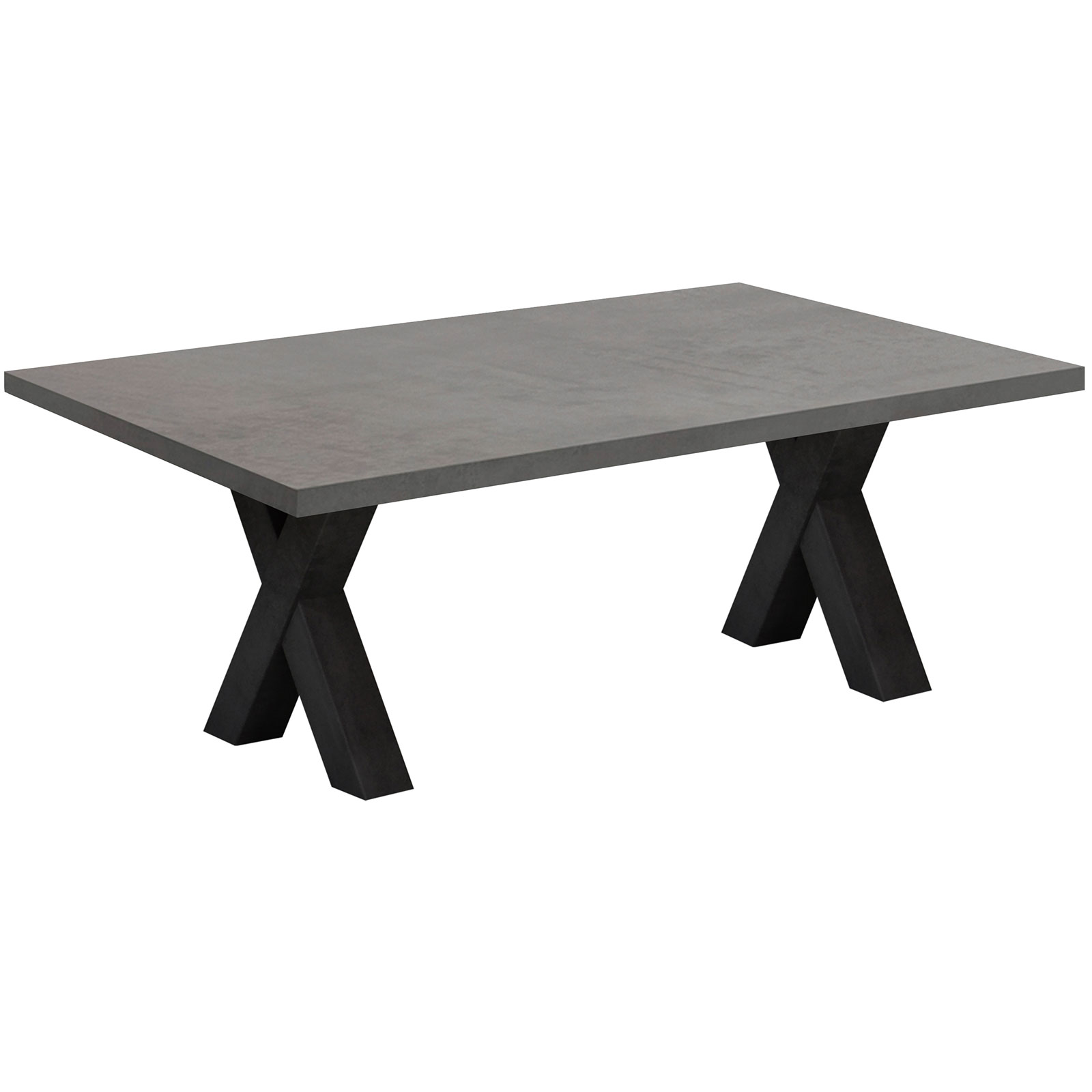 Couchtisch - Schwarzstahl-Graphit - X-Gestell - 120x70 cm