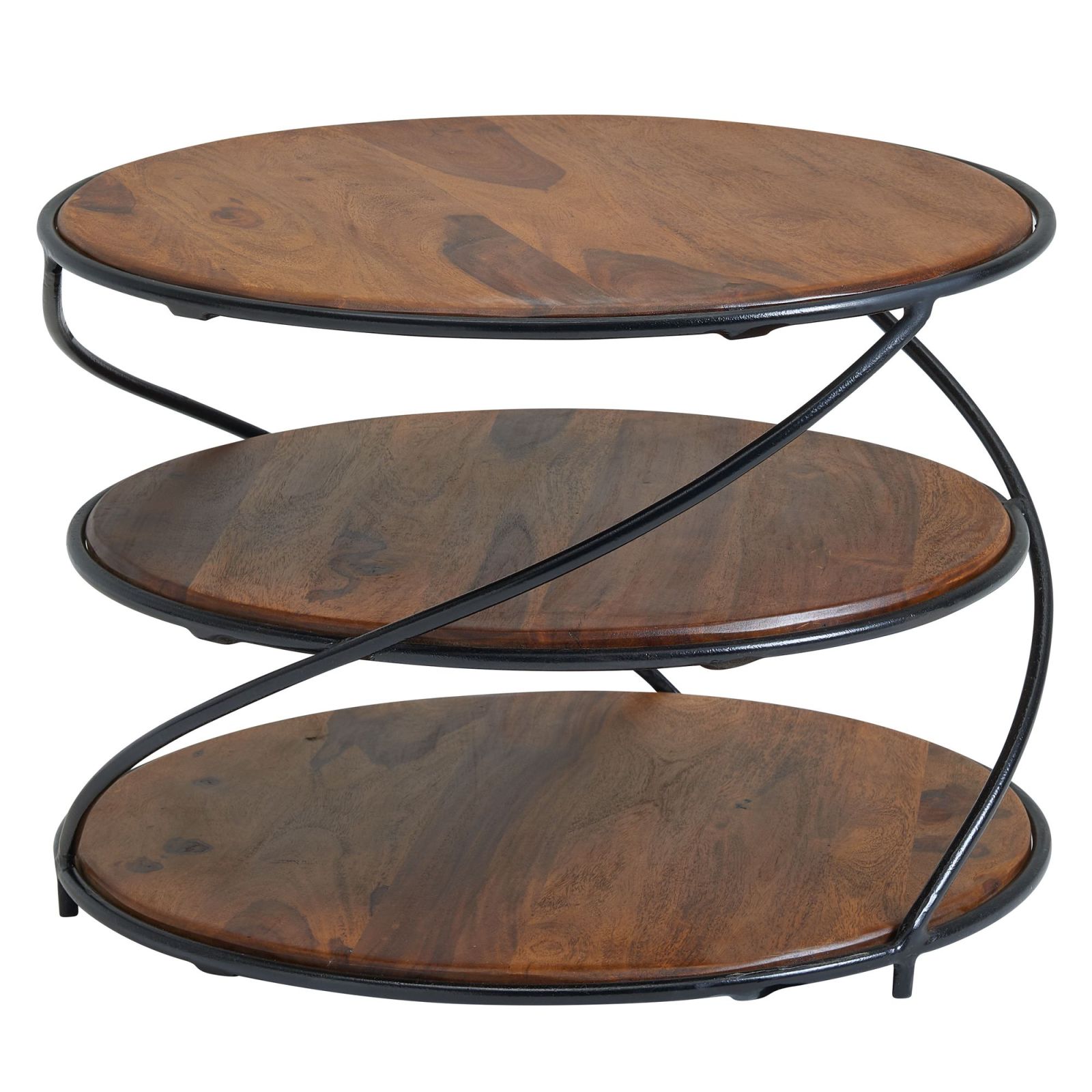 Couchtisch - Sheesham dunkelbraun-schwarz - Massivholz- 58 cm