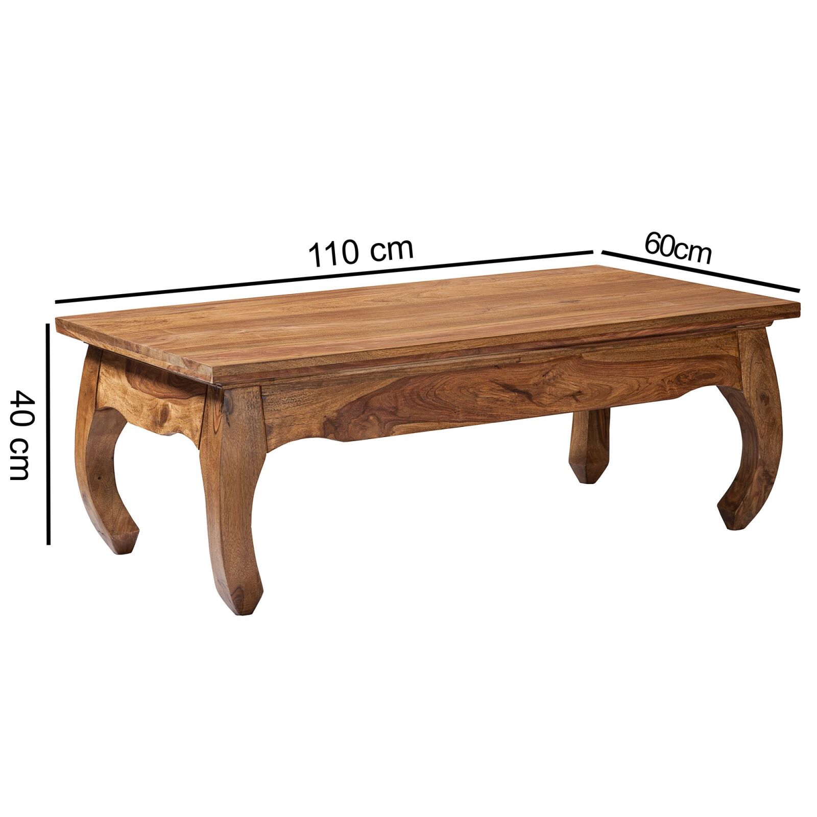 Couchtisch - Sheesham massiv gebeizt - 110x60 cm