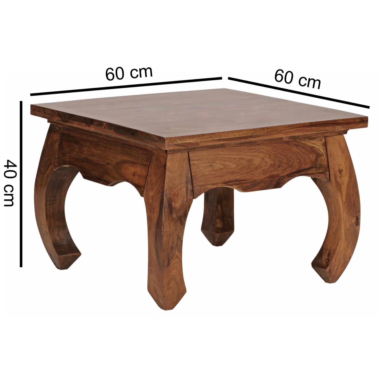 Couchtisch - Sheesham massiv gebeizt - 60x60 cm