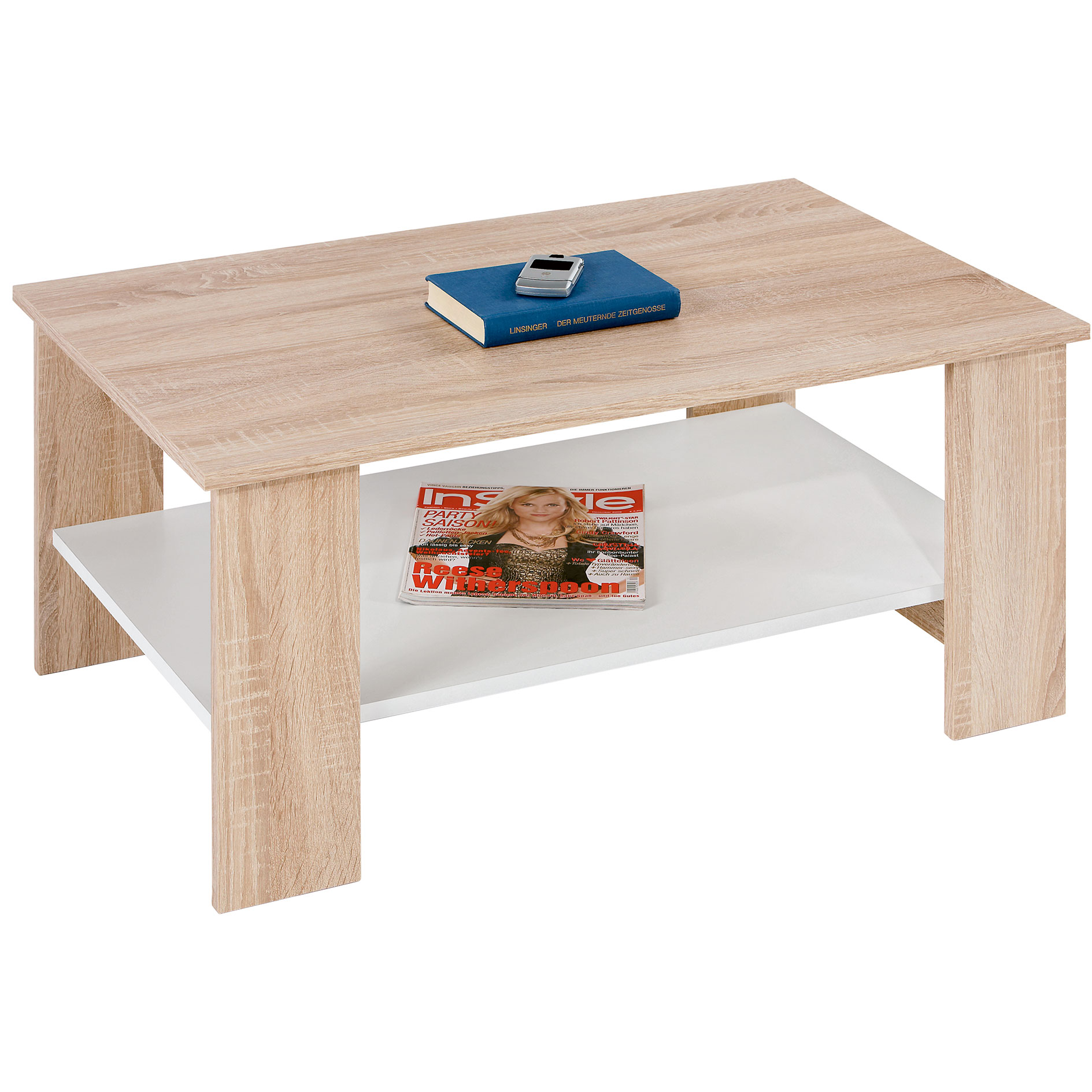 Couchtisch - Sonoma Eiche - weiß - 90 cm breit