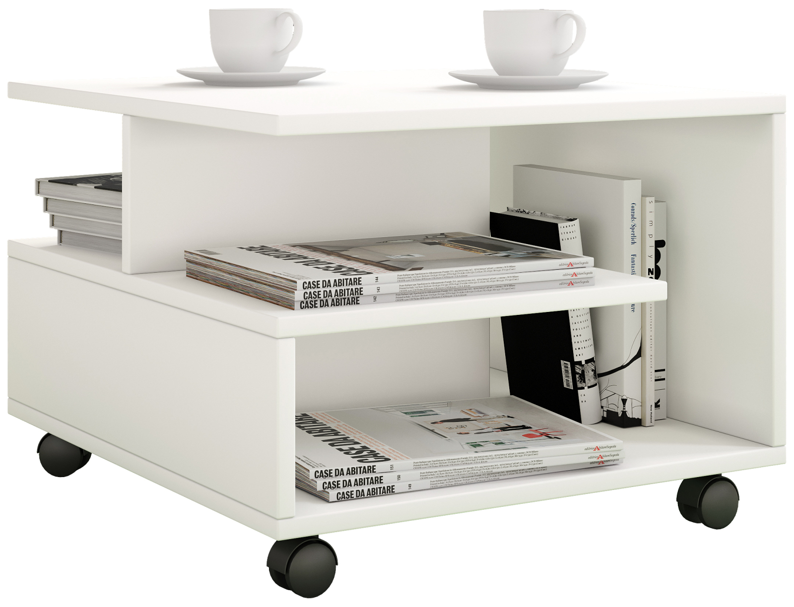 Couchtisch STANGO S - weiß - mit Rollen