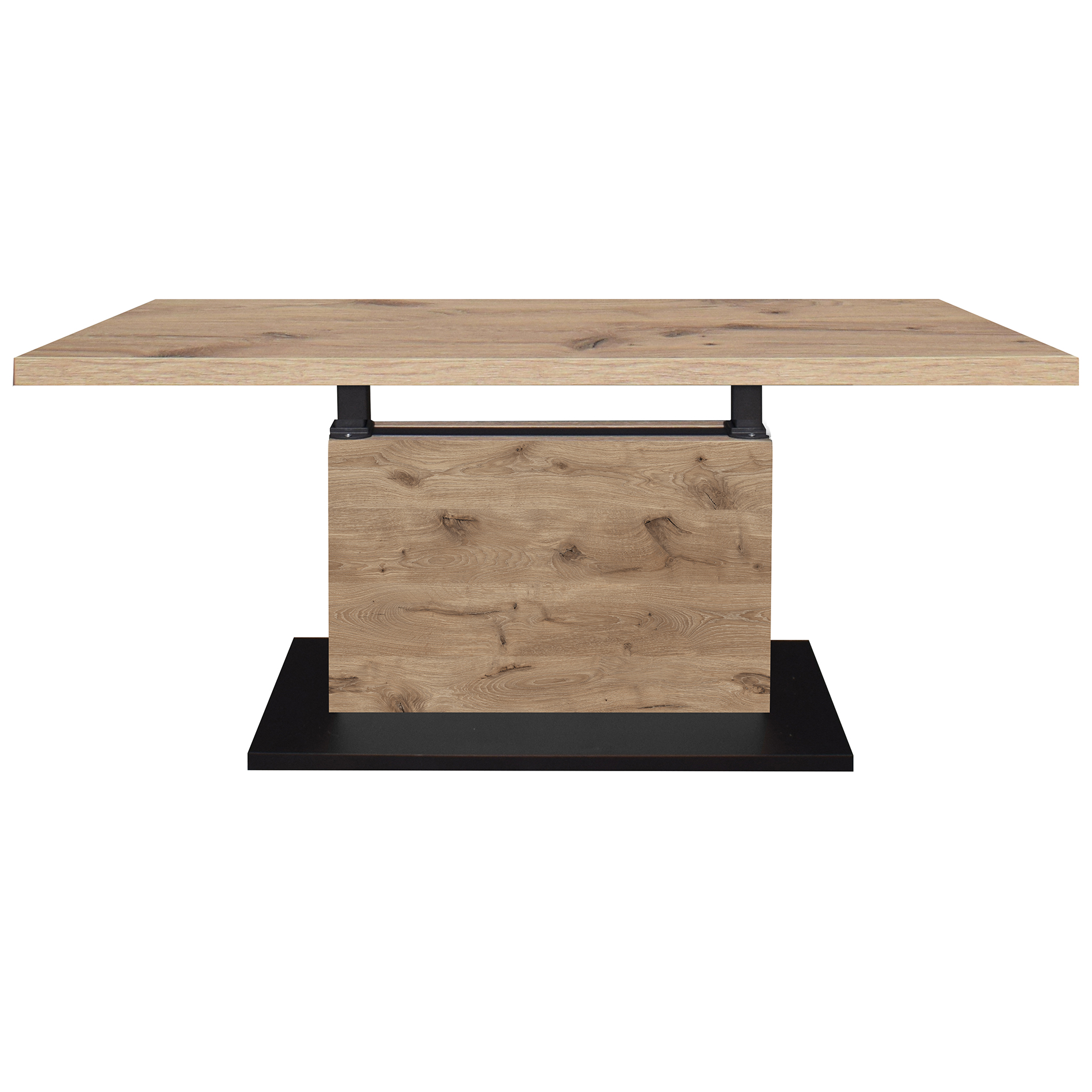 Couchtisch - vulkanschwarz supermatt - Viking Oak - höhenverstellbar