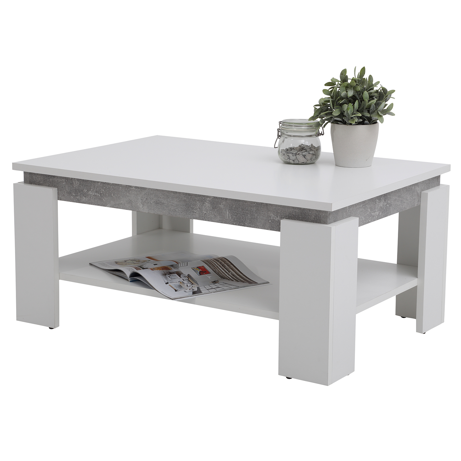 Couchtisch - weiß - Beton - 90 cm