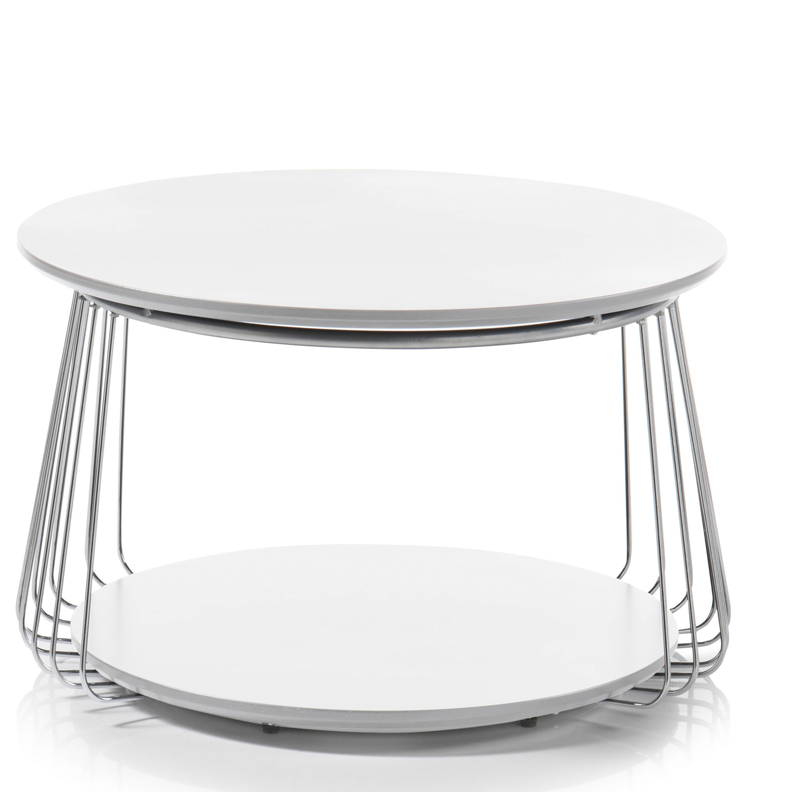 Couchtisch - weiß-chromfarben - rund - Ø 70 cm