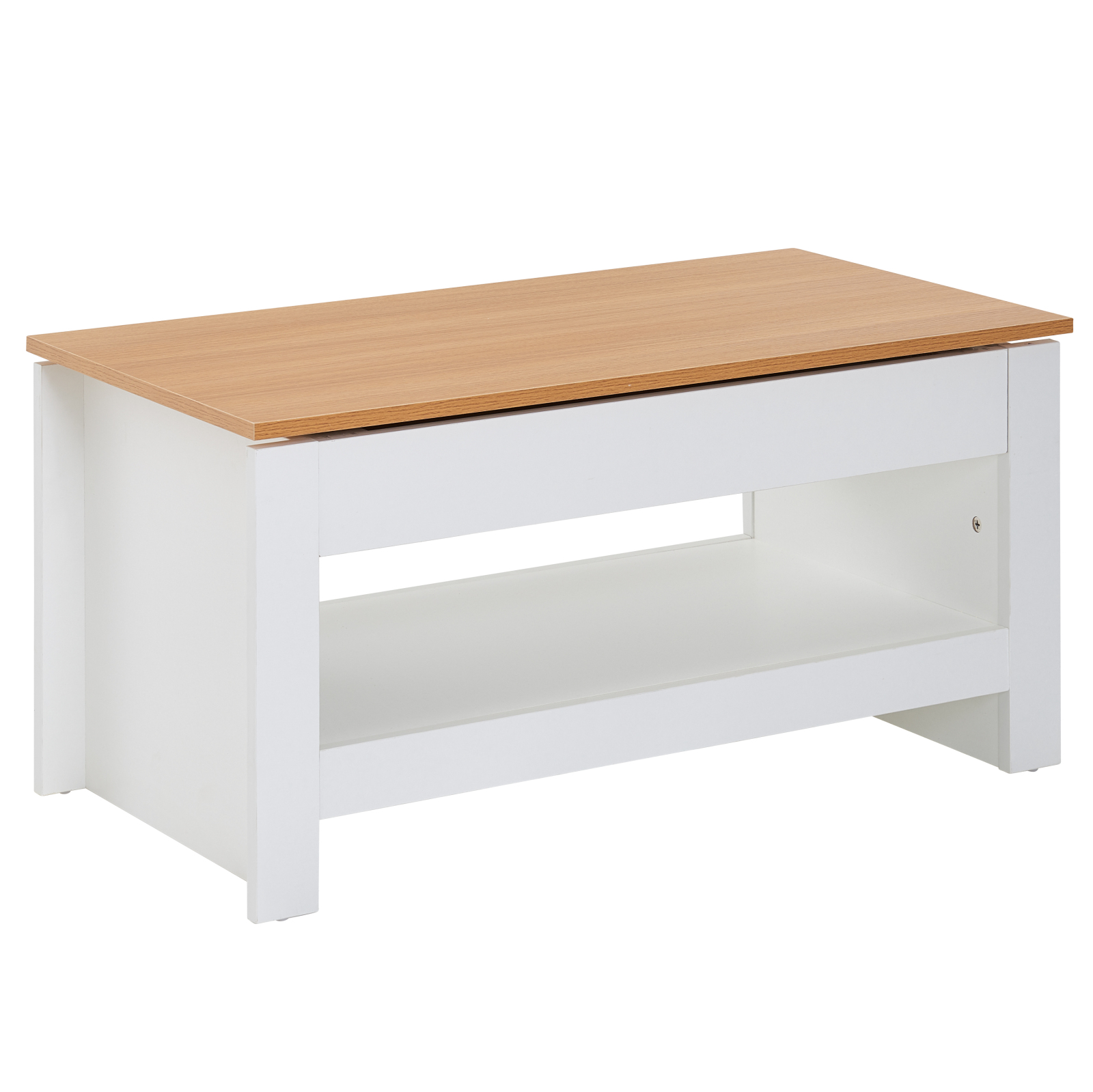 Couchtisch - weiß-Eiche - mit Stauraum - 85 cm