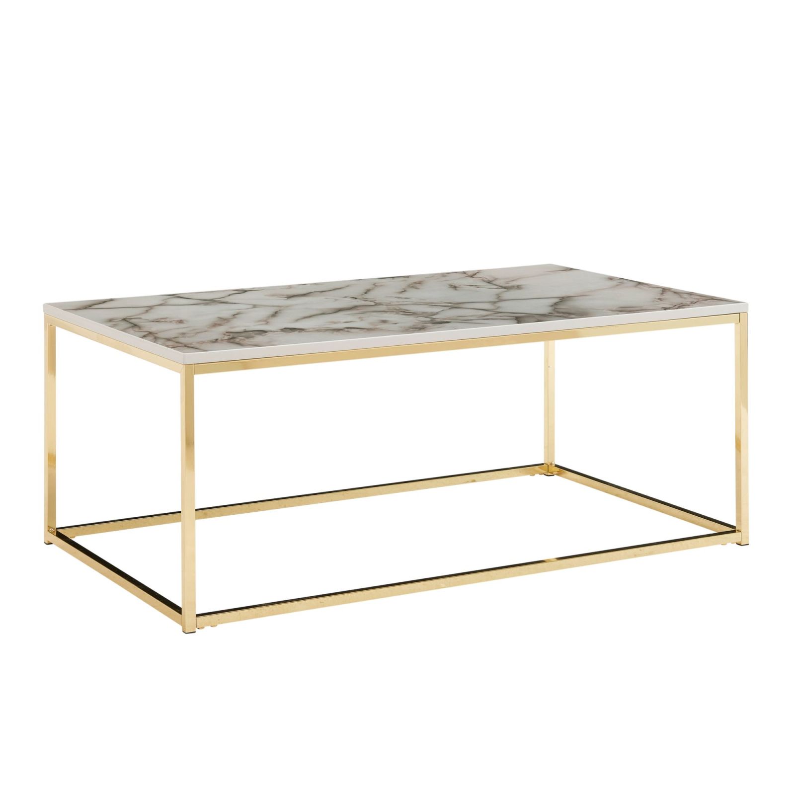 Couchtisch - weiß-gold - Marmor-Optik - 100 cm