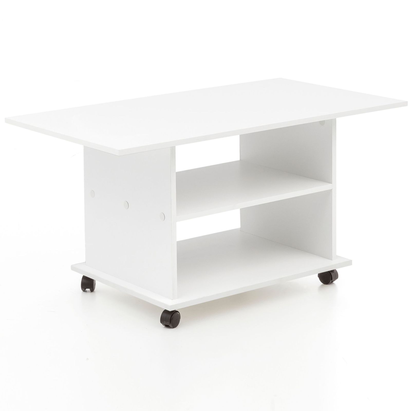 Couchtisch - weiß - rollbar - 95 cm