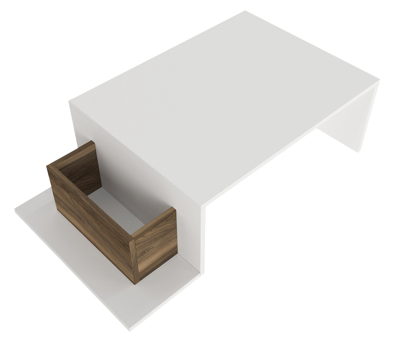 Couchtisch - weiß-Walnuss - mit Ablagefach - 106,8 cm