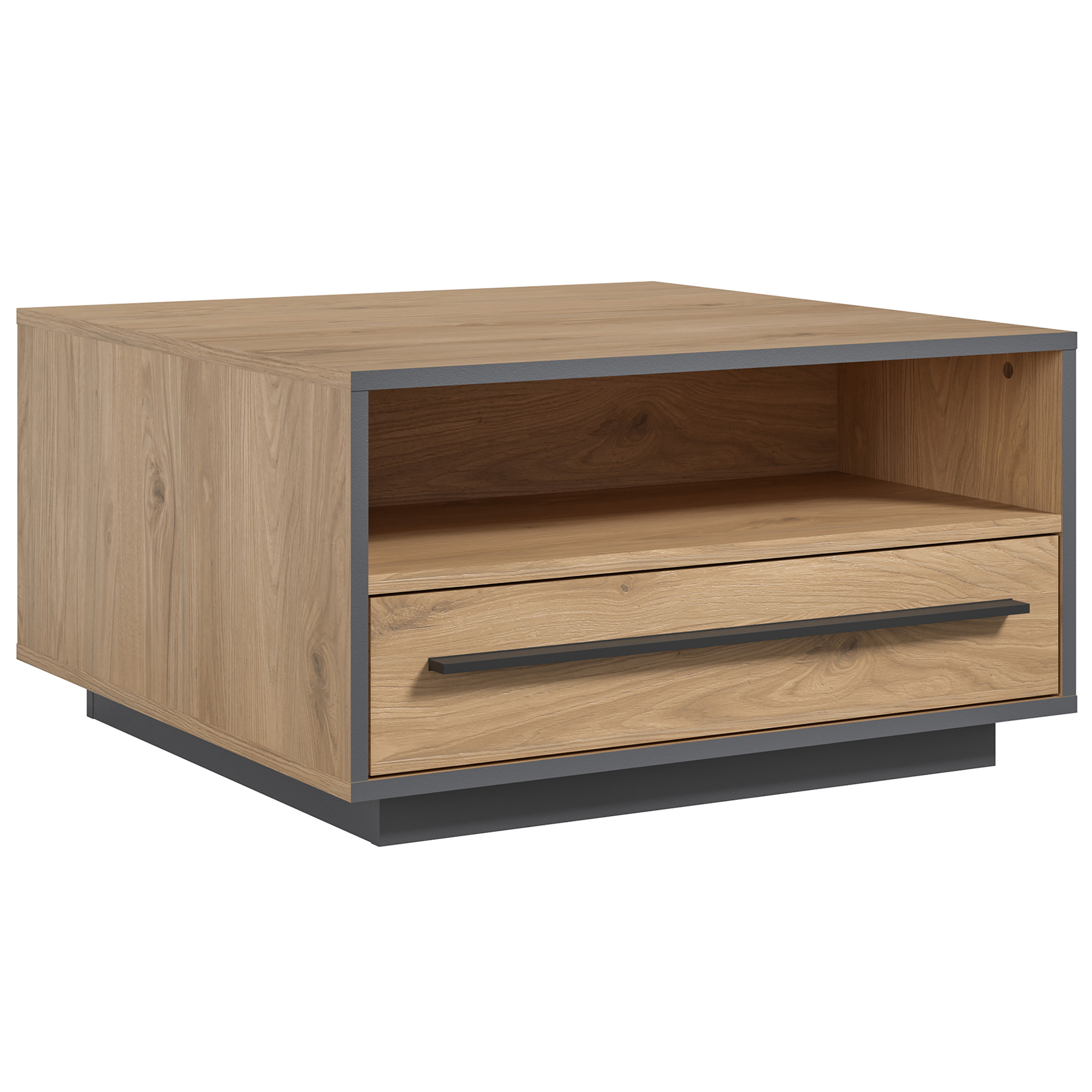 Couchtisch - Wildeiche - schwarz - 2 Schubkästen - 70x70 cm