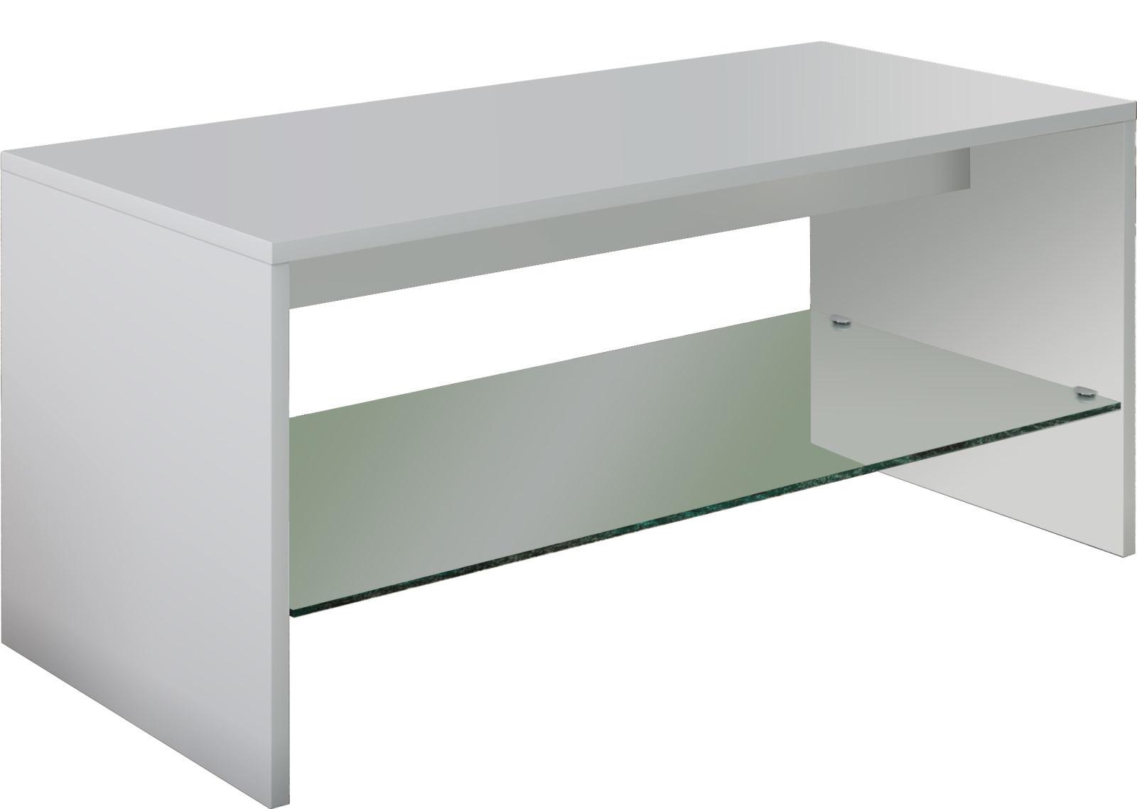 Couchtisch WISAL - weiß - Glasablage - 90 cm