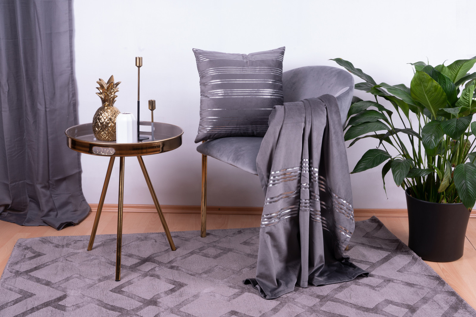 Decke & Kissen - graphit-silber - 45x45 cm