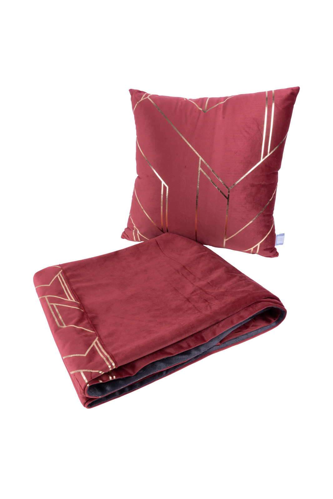 Decke & Kissen - rot-gold - samtige Optik