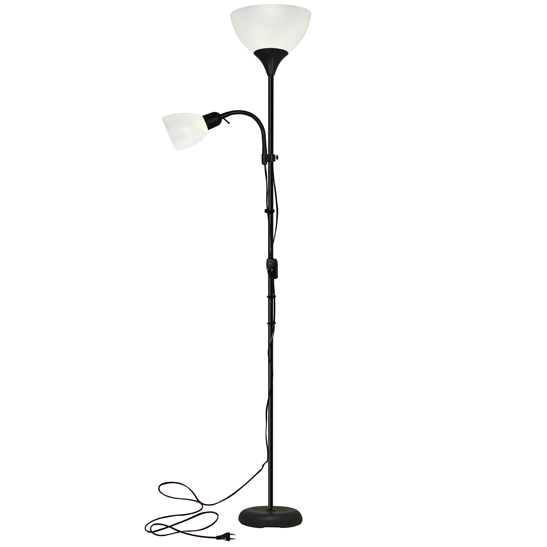 Deckenfluter - schwarz-weiß - mit Lesearm - 180 cm