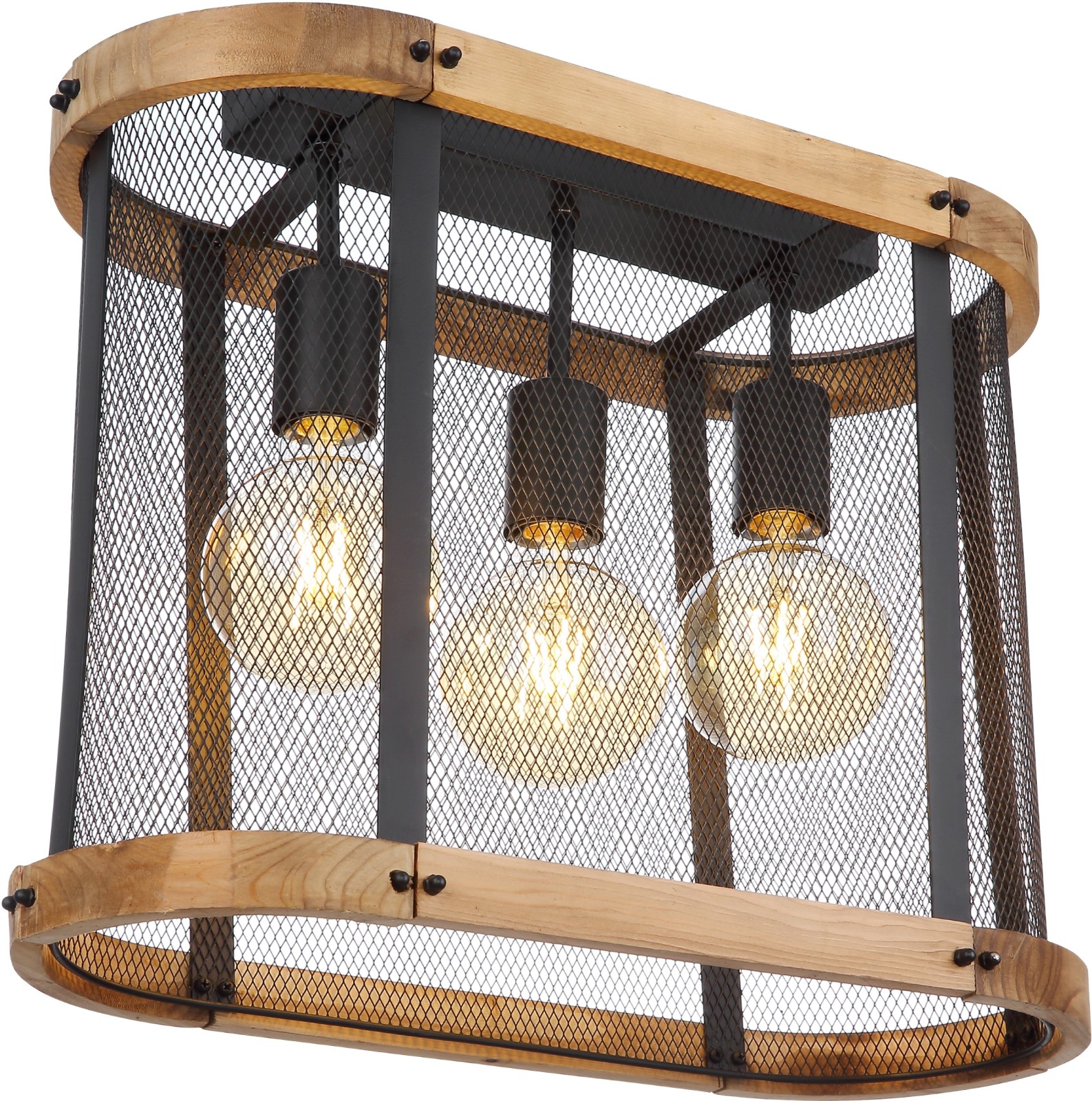 Deckenlampe - schwarz matt - Holz - Metall- 45 cm