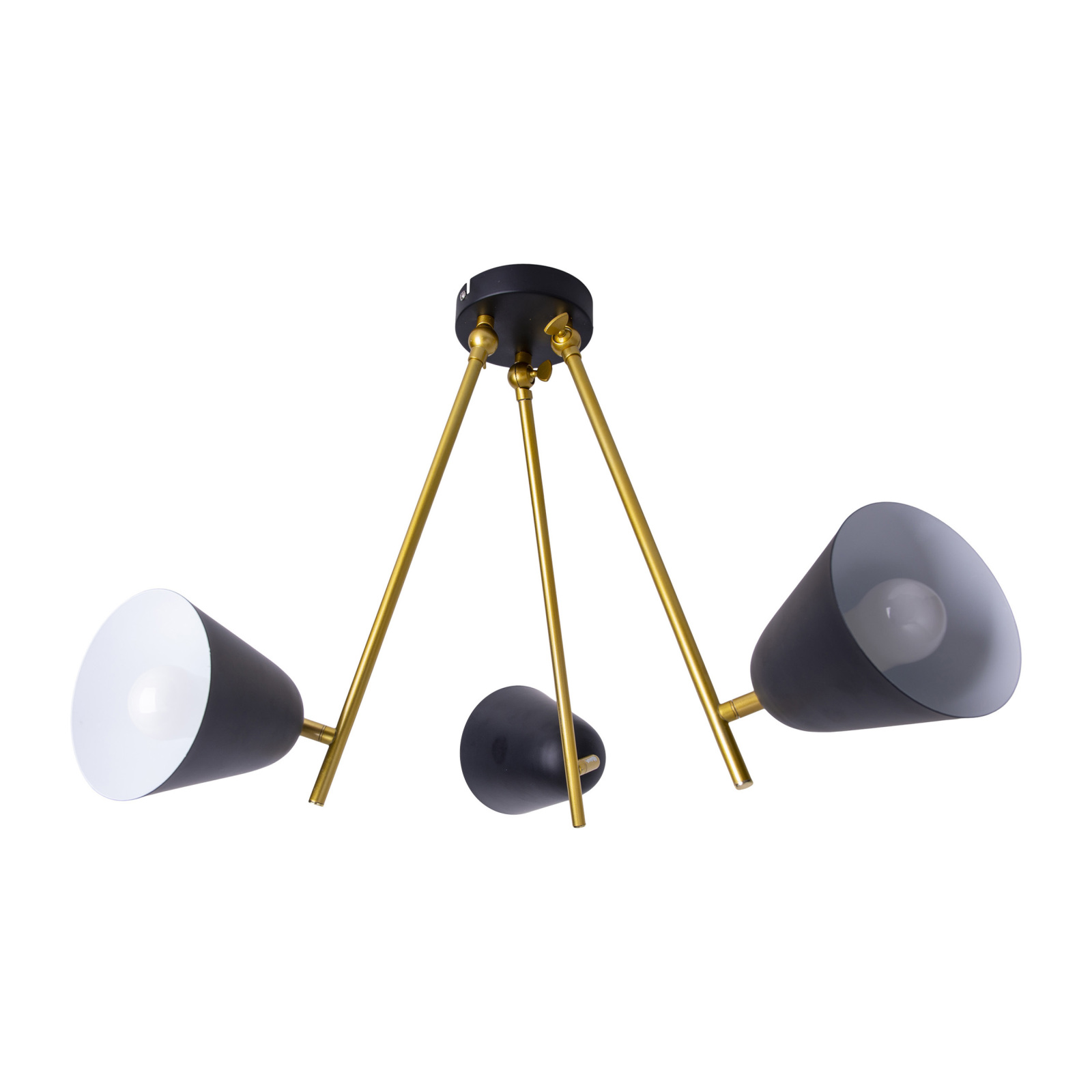 Deckenleuchte - schwarz-goldfarben - 50 cm - 3-flammig