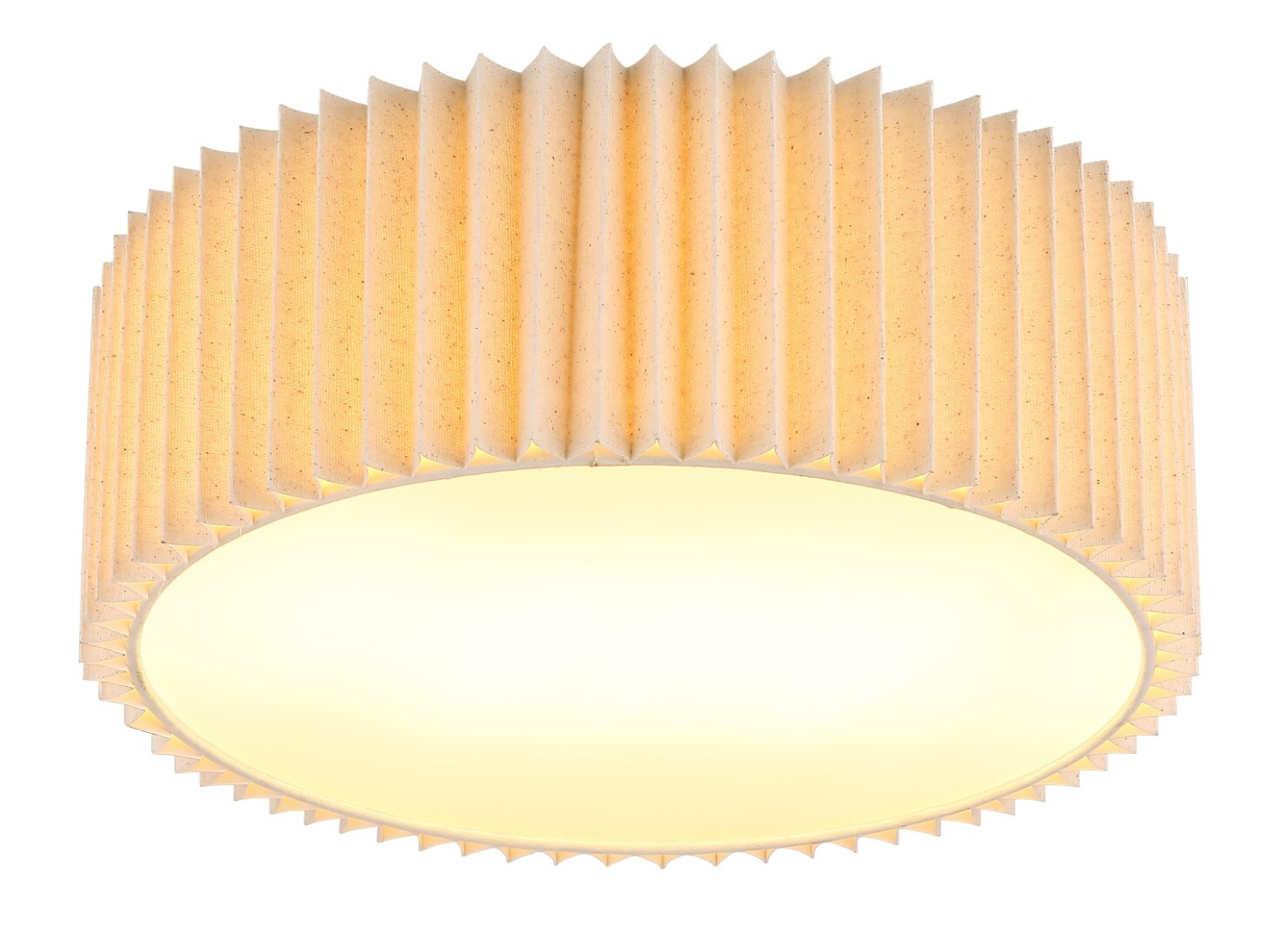 Deckenleuchte - weiß matt - naturfarbene Textilschirme - 2-flammig - Ø 33 cm