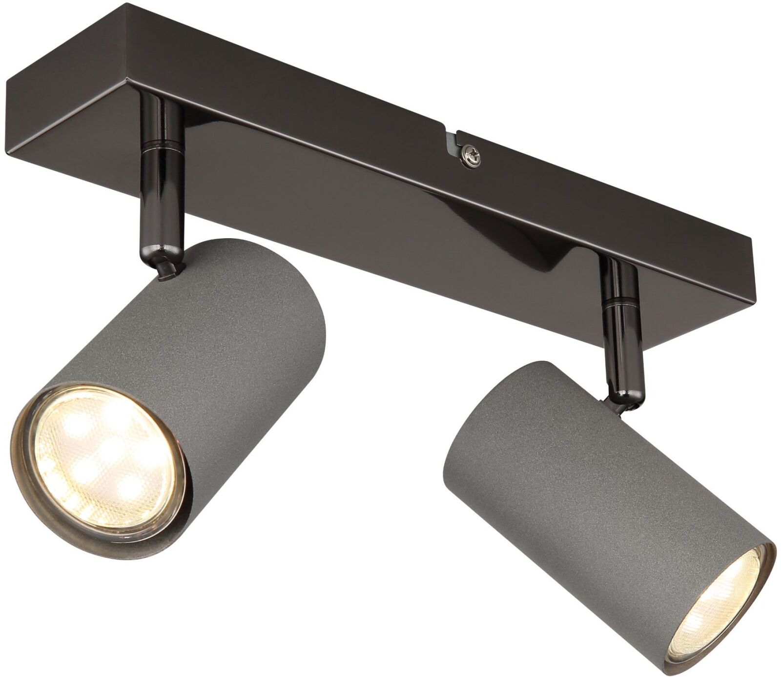 Deckenstrahler - grau matt - schwarz-chrom - 2-flammig