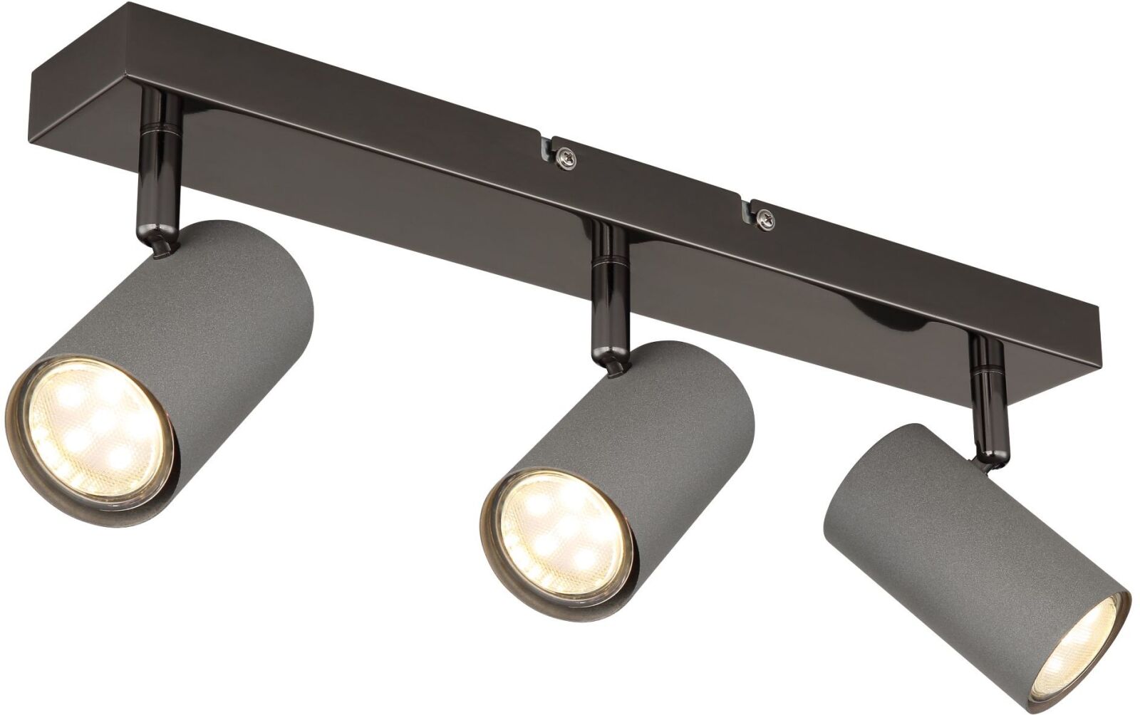 Deckenstrahler - grau matt - schwarz-chrom - 3-flammig