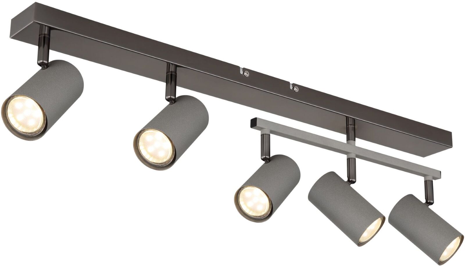 Deckenstrahler - grau matt - schwarz-chrom - 5-flammig