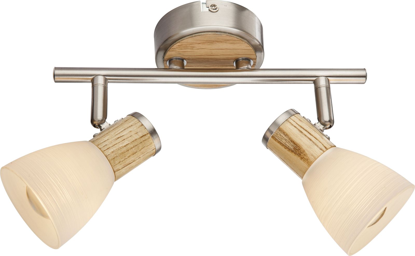 Deckenstrahler - Nickel matt-Holz - 2-flammig
